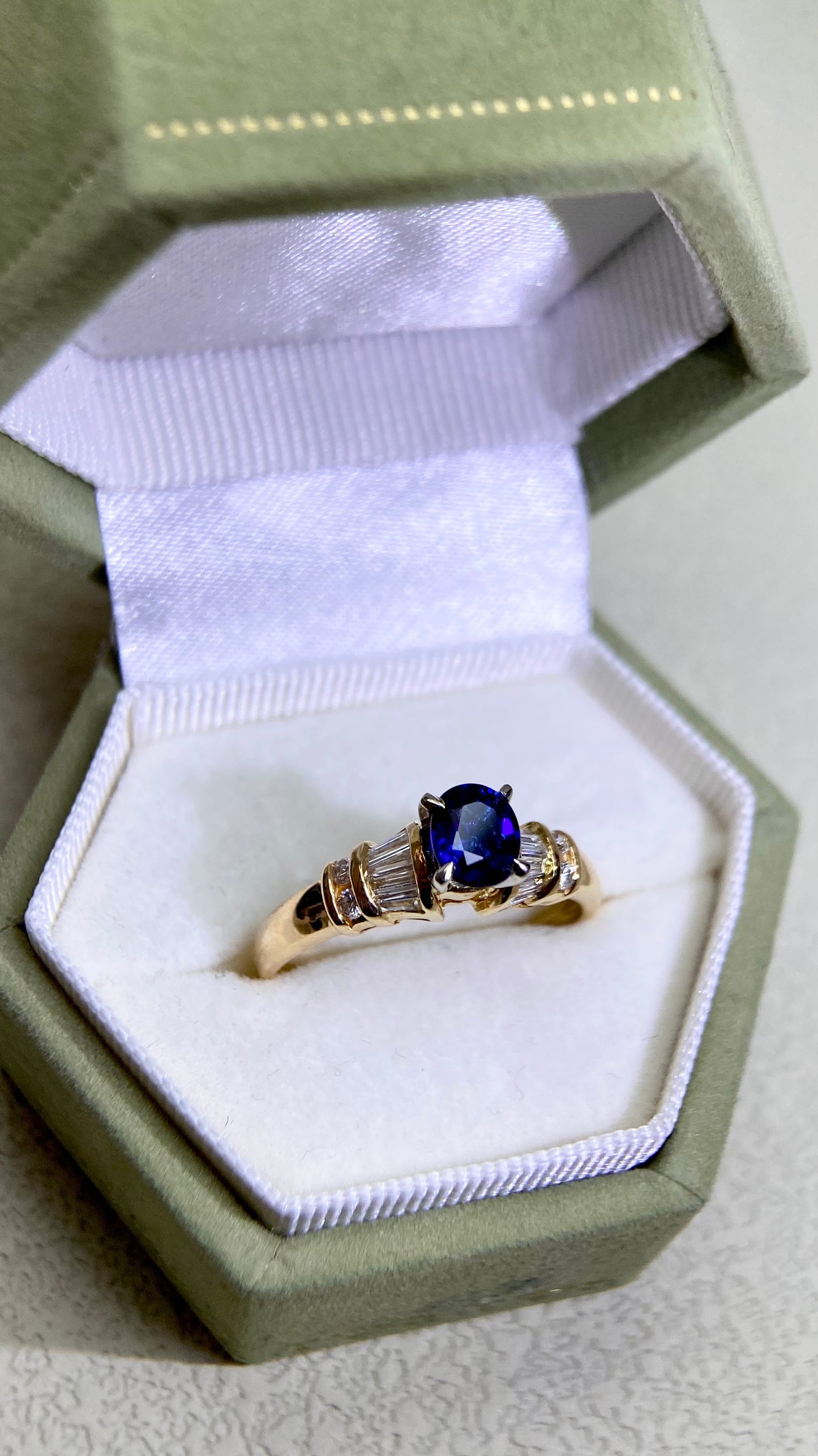 K18 Gold&Sapphire and Diamond Ring | Sapphire 0.66ct | Diamond 0.27ct | Japanese Vintage Estate Jewelry-BOSO