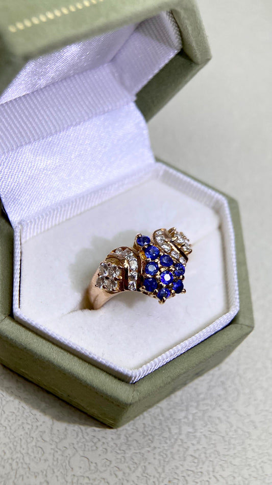 K18ゴールド＆エメラルド＆ダイヤモンドリング｜エメラルド2.89カラット｜ダイヤモンド1.32カラット｜日本製ヴィンテージエステートジュエリー