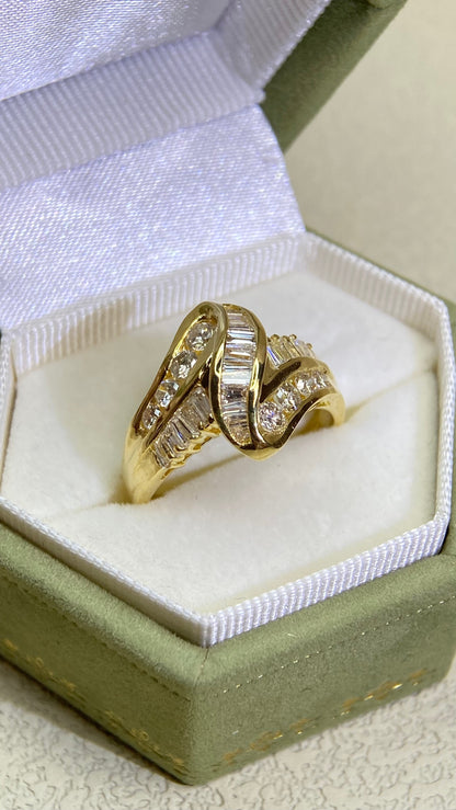 K18 Gold&Diamond Ring | Diamond 1.00ct | Japanese Vintage Estate Jewelry-BQZX