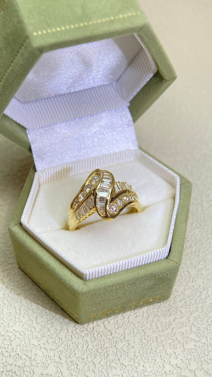 K18 Gold&Diamond Ring | Diamond 1.00ct | Japanese Vintage Estate Jewelry-BQZX