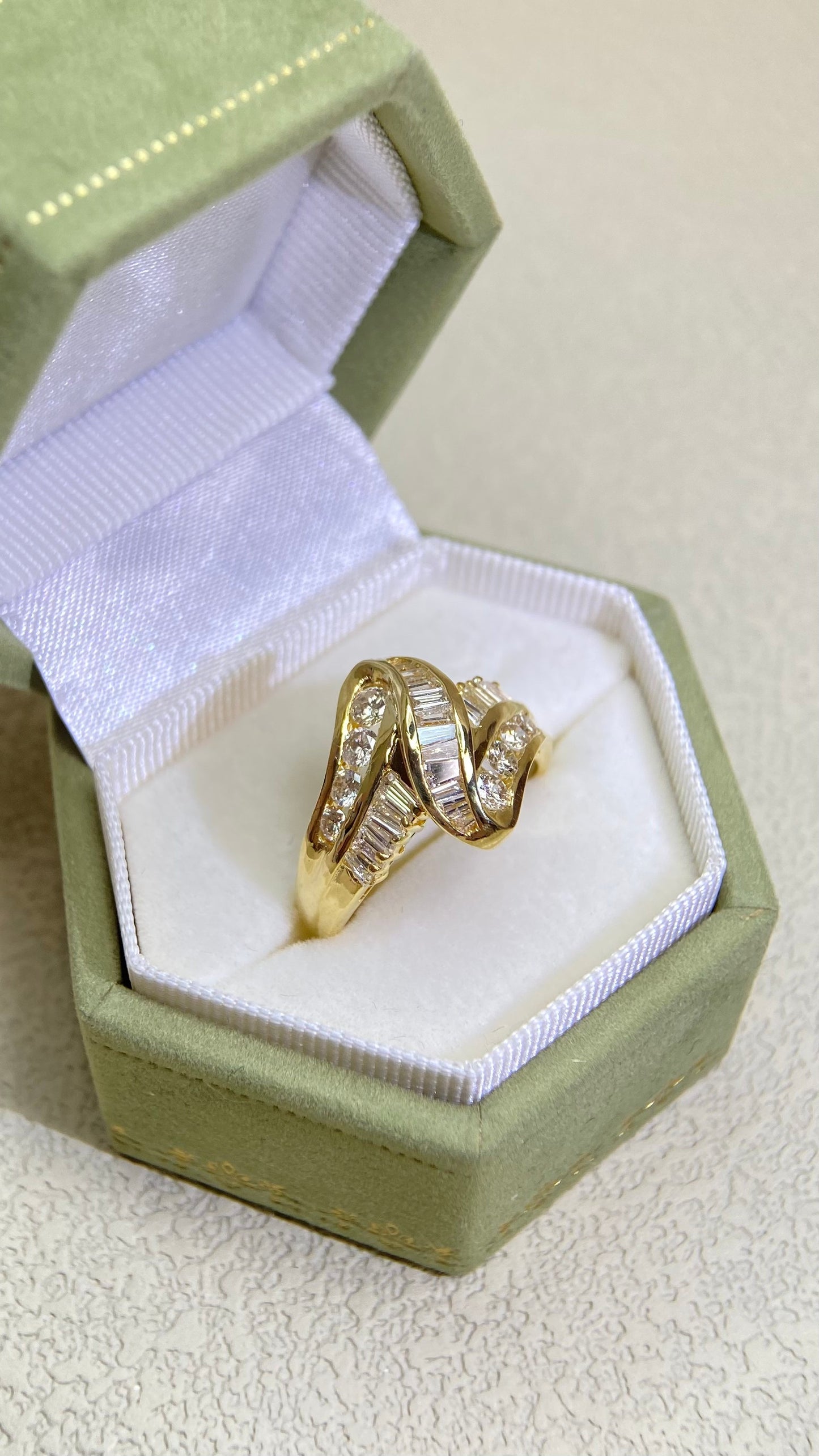 K18 Gold&Diamond Ring | Diamond 1.00ct | Japanese Vintage Estate Jewelry-BQZX