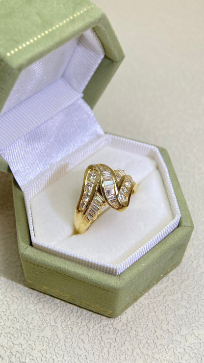 K18 Gold&Diamond Ring | Diamond 1.00ct | Japanese Vintage Estate Jewelry-BQZX