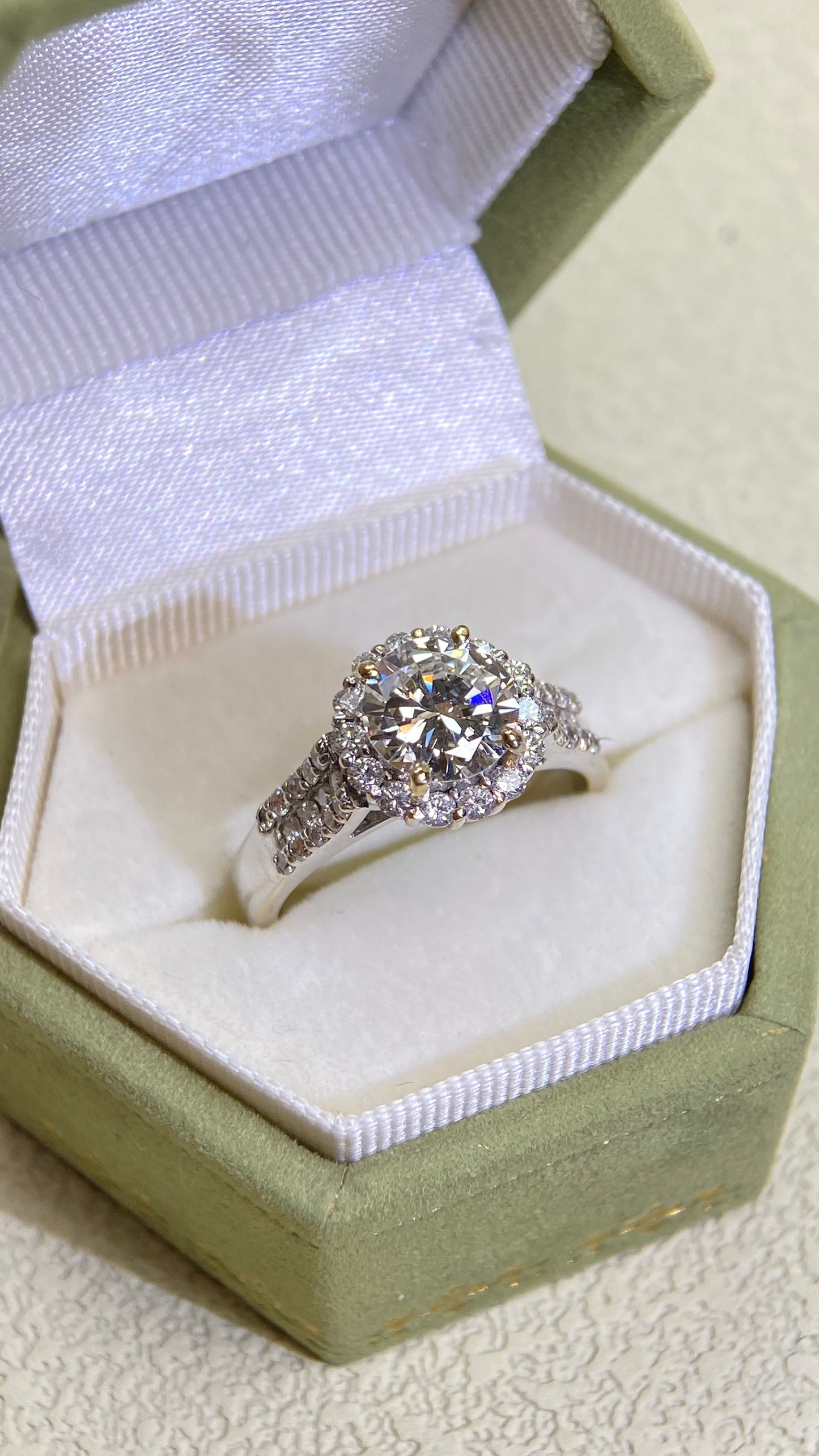 K18 Gold&Diamond Ring | Diamond1.21ct H-VS2 | Diamond 0.54ct | Japanese Vintage Estate Jewelry-TOZI
