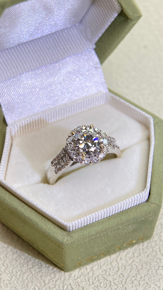 K18 Gold&Diamond Ring | Diamond1.21ct H-VS2 | Diamond 0.54ct | Japanese Vintage Estate Jewelry-TOZI