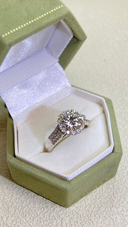 K18 Gold&Diamond Ring | Diamond1.21ct H-VS2 | Diamond 0.54ct | Japanese Vintage Estate Jewelry-TOZI