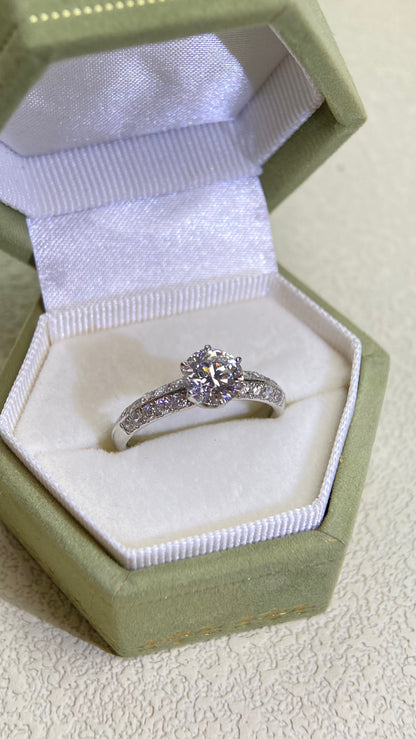 Pt900 Platinum&Diamond Ring | Diamond 1.08ct D-IF-3EX-MB | Diamond 0.40ct | Japanese Vintage Estate Jewelry-BJZJ