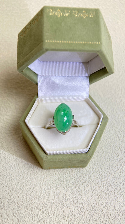 PM プラチナ＆翡翠＆ダイヤモンドリング | 翡翠 7.574カラット | 日本製ヴィンテージエステートジュエリー-BLWP