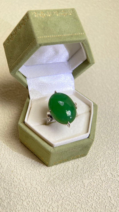 PM900 Platinum&Jadeite Ring | Jadeite |Japanese Vintage Estate Jewelry- BOMF