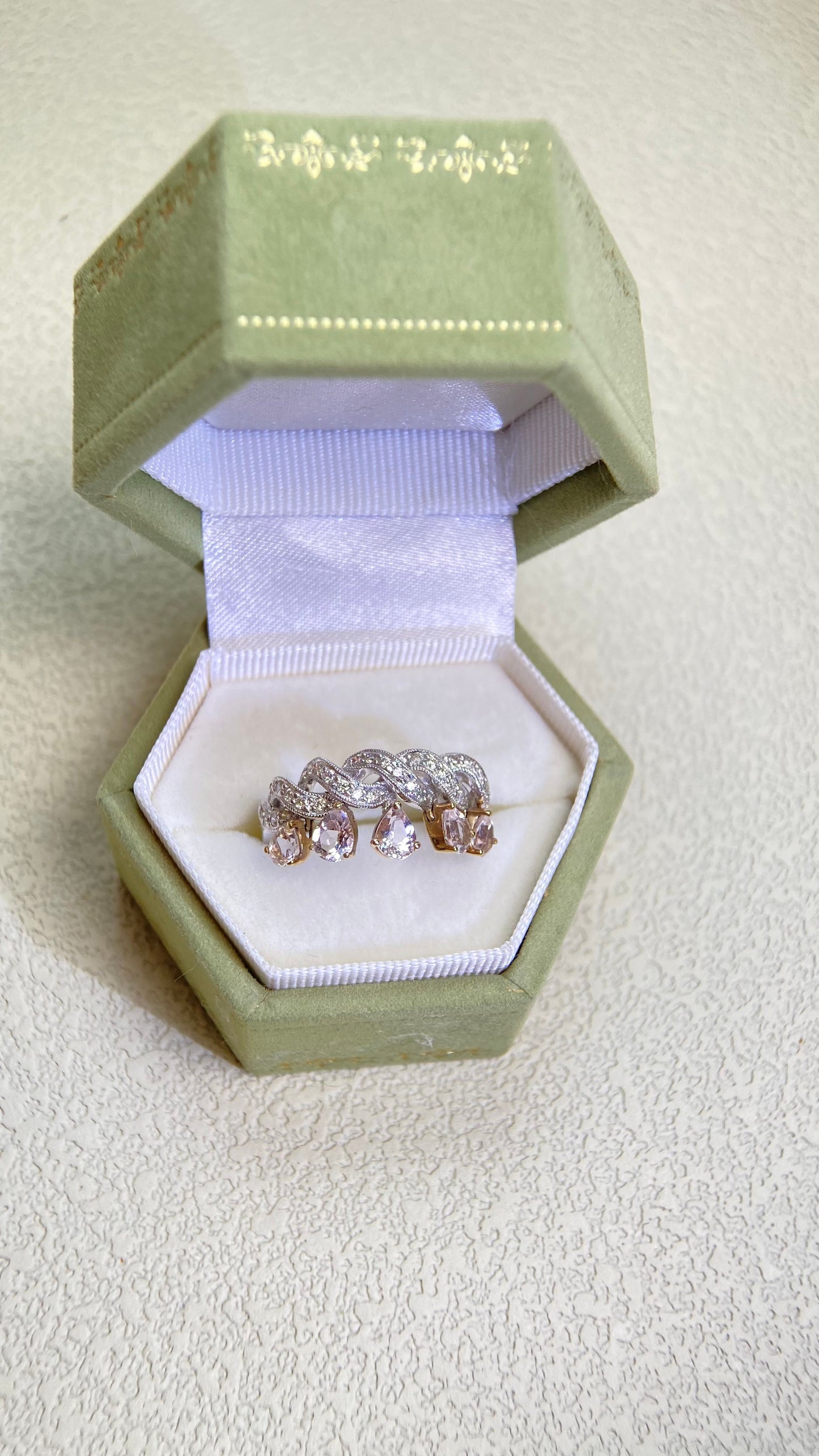 K18 Gold/750&Morganite and Ring | Morganite 0.90ct | Diamond 0.30ct | Japanese Vintage Estate Jewelry-BPYR