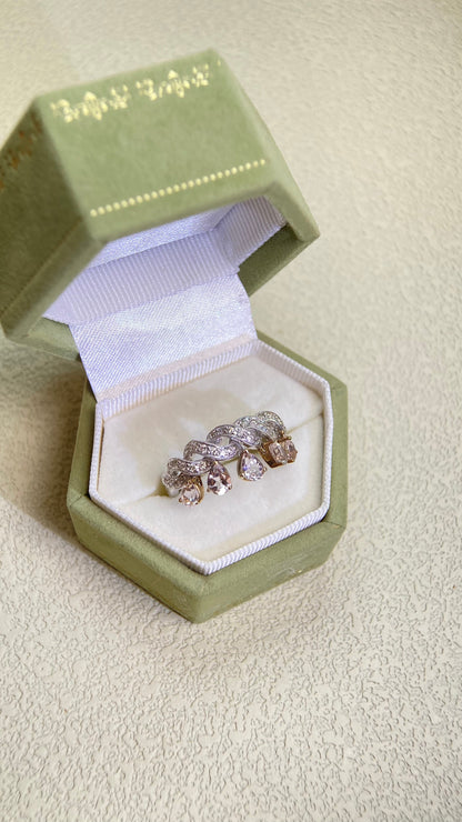 K18 Gold/750&Morganite and Ring | Morganite 0.90ct | Diamond 0.30ct | Japanese Vintage Estate Jewelry-BPYR