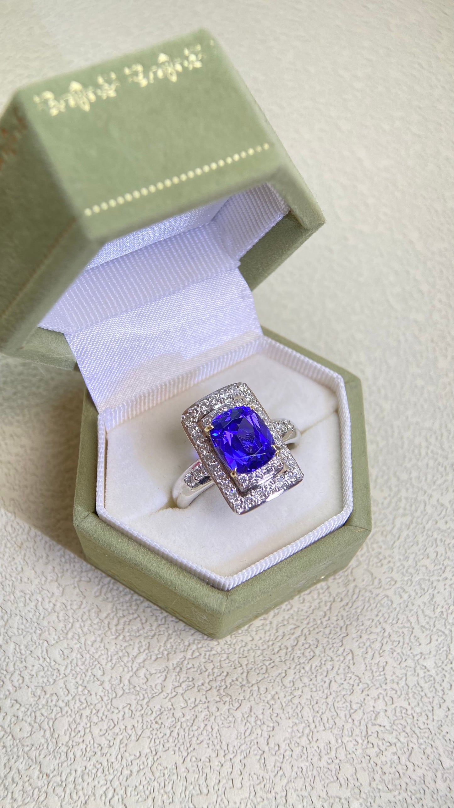 K18 Gold/Pt900 Platinum&Tanzanite Ring | Tanzanite 3.37ct | Diamonds 0.74ct | Japanese Vintage Estate Jewelry-BNZI