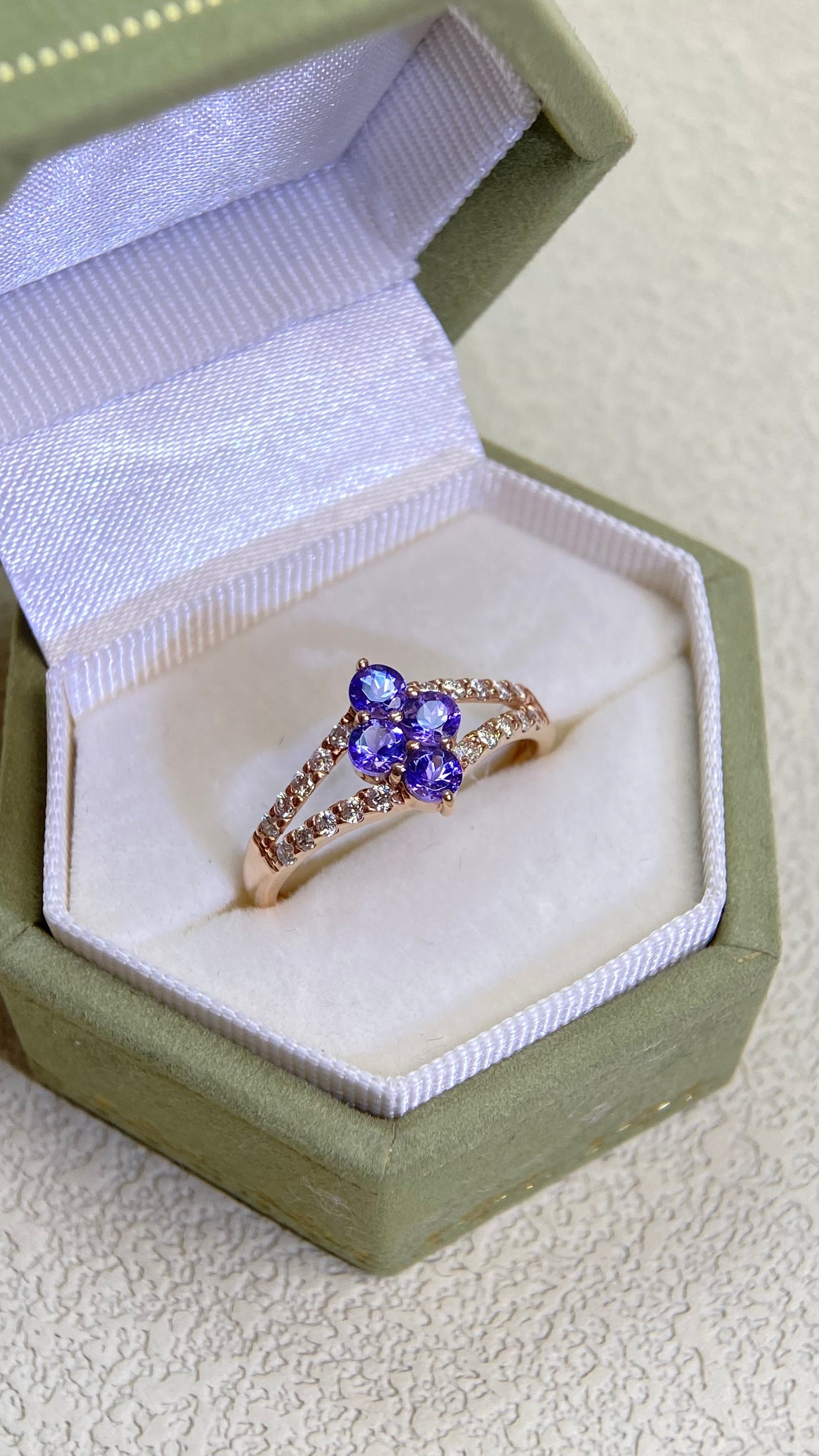 K18 Gold&Tanzanite Ring | Tanzanite 0.65ct | Diamonds 0.25ct | Japanese Vintage Estate Jewelry-BLDN