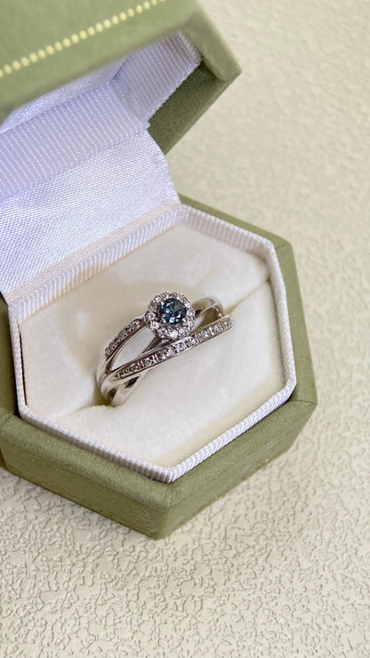 Pt900 Platinum&Alexandrite and Diamonds Ring | Alexandrite 0.20ct | Diamond 0.16ct | Change Color | Japanese Vintage Estate Jewelry-BOBC