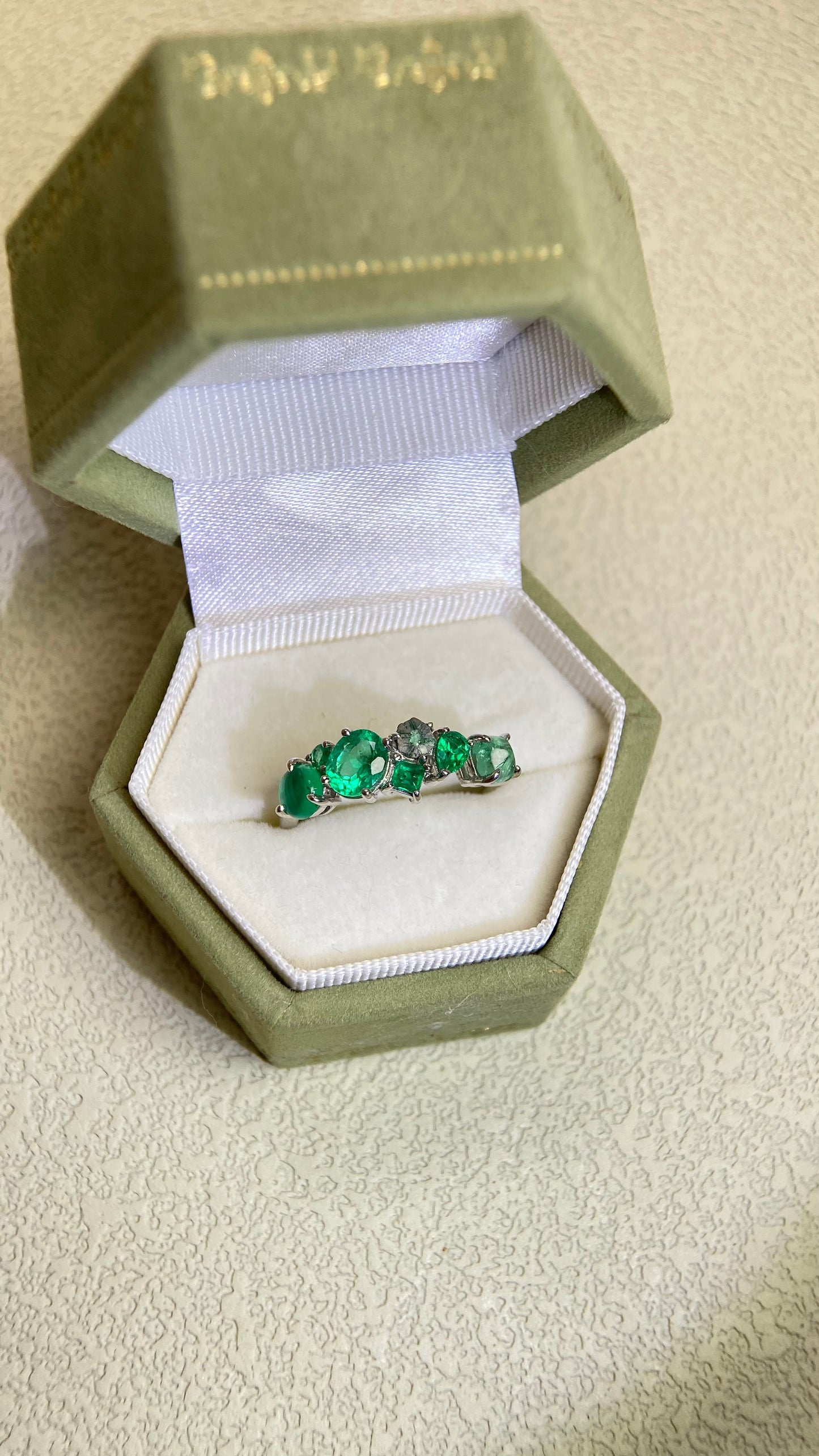 Pt950 Platinum&Emerald  Ring | Emerald 1.00ct | Colombia-Muzo Green | Japanese Vintage Estate Jewelry-BLQF