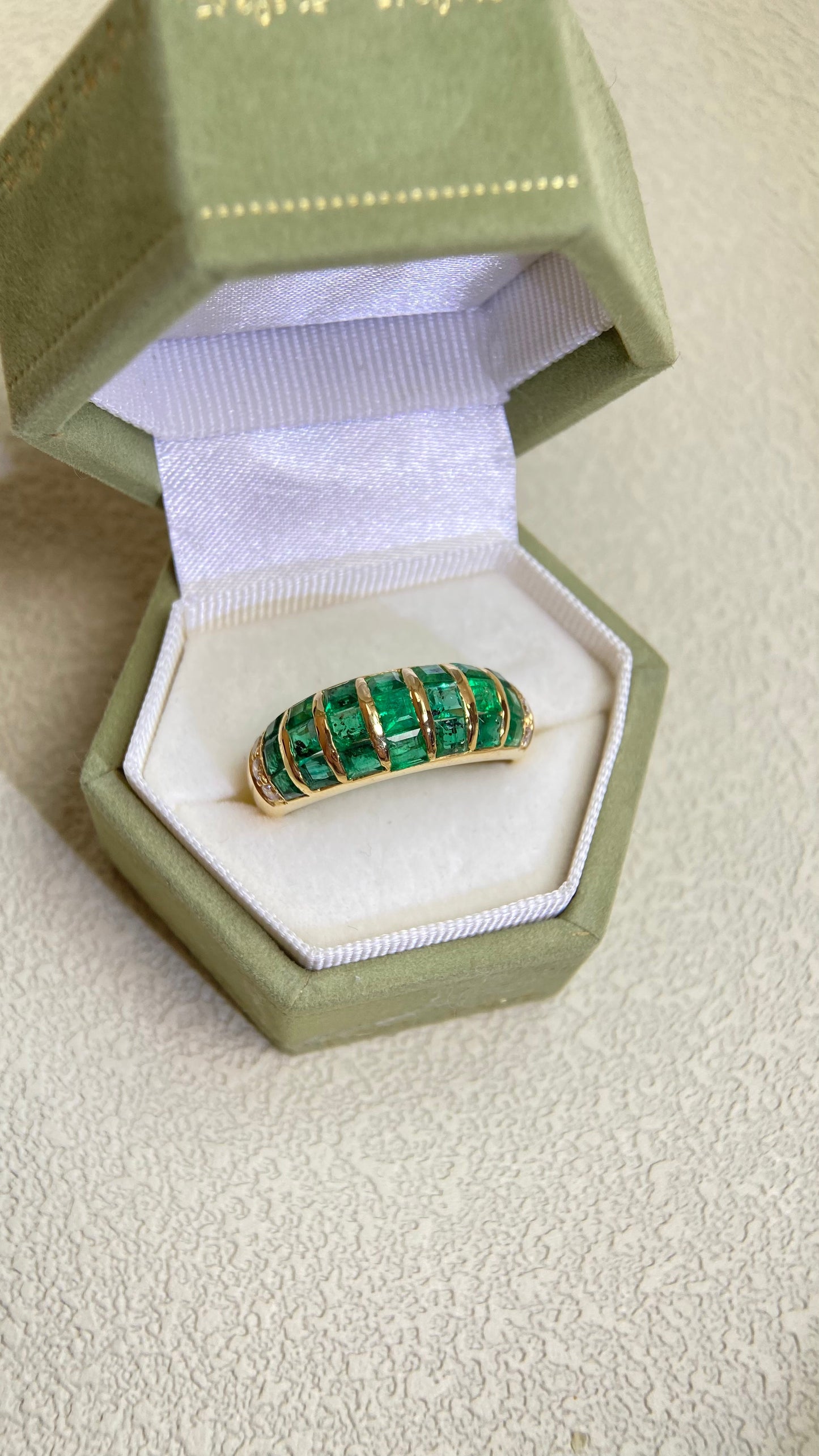 K18 Gold&Emerald Diamond Ring | Japanese Vintage Estate Jewelry-BLSL