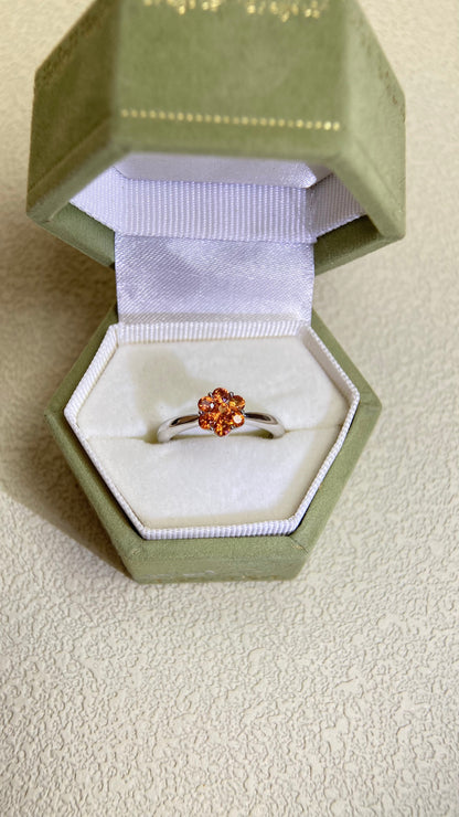 K18 White Gold&Orange Sapphire  Ring | Orange Sapphire 0.40ct | Japanese Vintage Estate Jewelry-BKYD