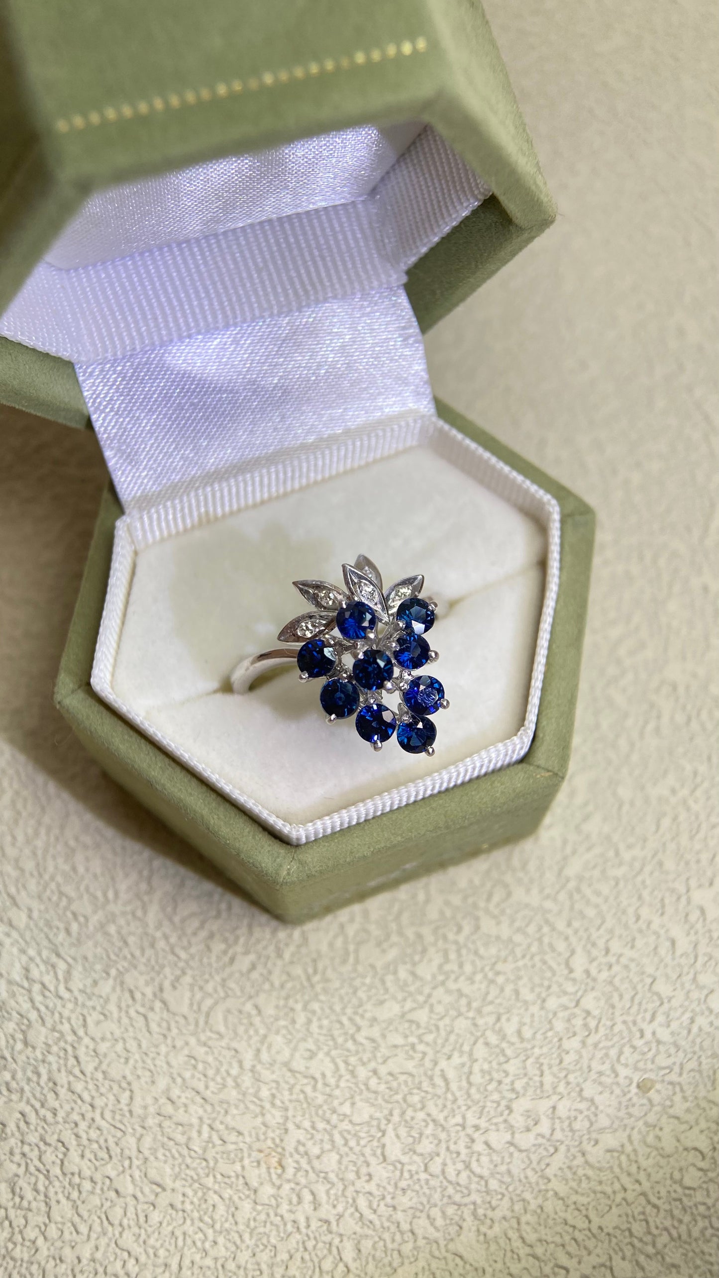 K14 Gold&Sapphire and Diamond Ring | Japanese Vintage Estate Jewelry-BING
