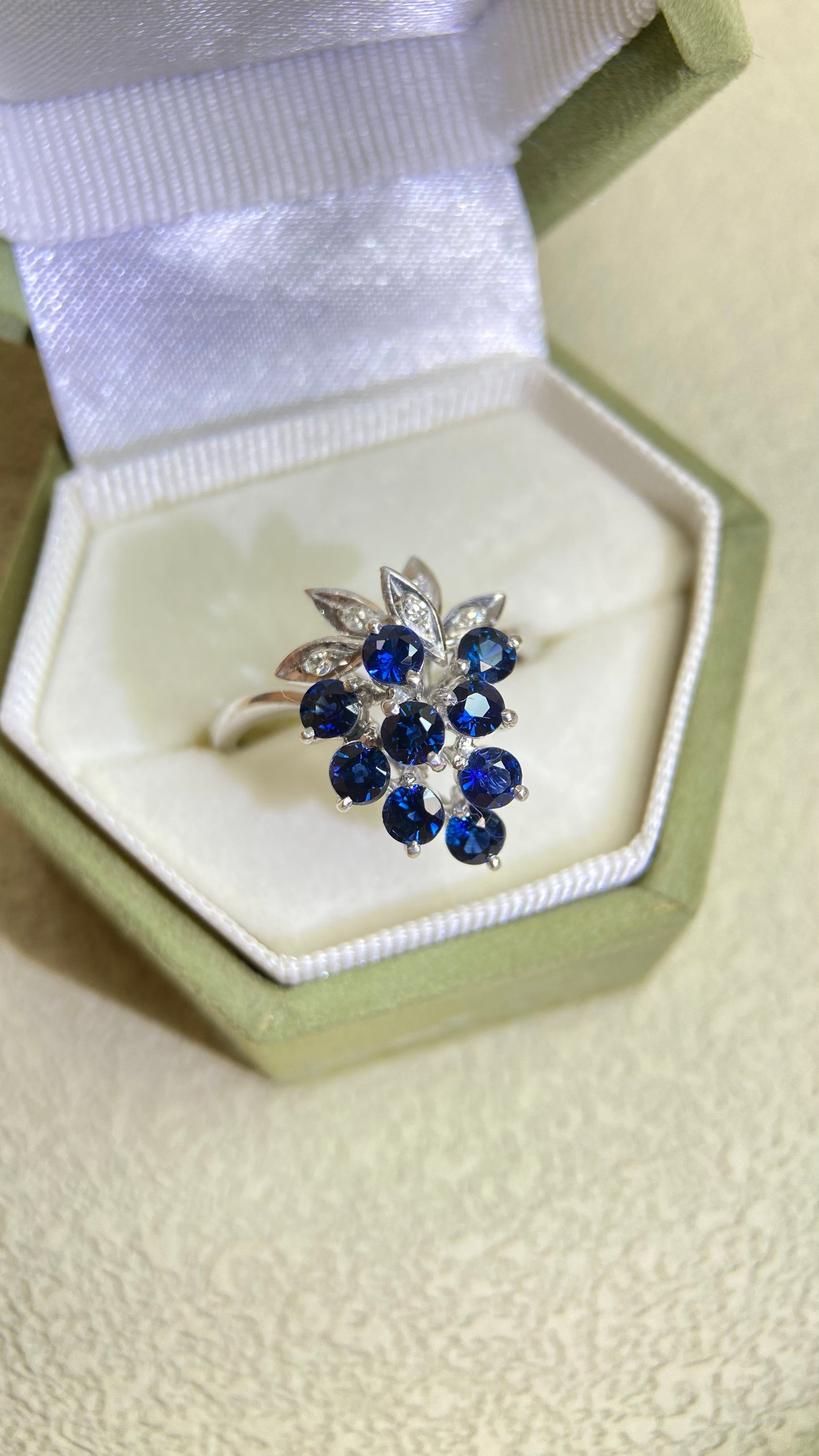 K14 Gold&Sapphire and Diamond Ring | Japanese Vintage Estate Jewelry-BING