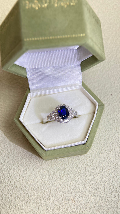 Pt900プラチナ＆サファイア＆ダイヤモンドリング｜サファイア1.062ct｜ダイヤモンド0.55ct｜ロイヤルブルー｜日本製ヴィンテージエステートジュエリー-BMQP