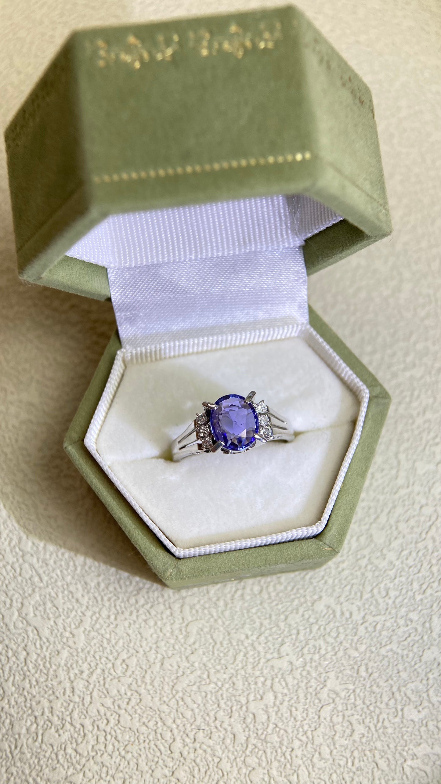 Pt850 Platinum&Sapphire and Diamond Ring | Sapphire 1.56ct | Diamond 0.11ct | No Heat | Japanese Vintage Estate Jewelry-BKRR