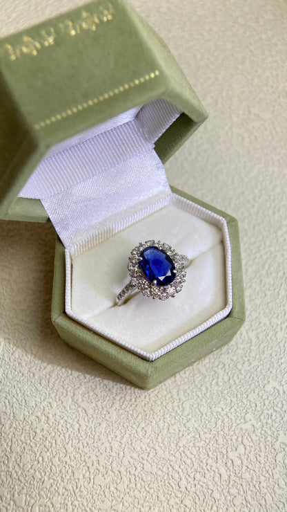 Pt950 Platinum&Sapphire and Diamond Ring | Sapphire 2.02ct | Diamond 0.69ct | Japanese Vintage Estate Jewelry-YPMO