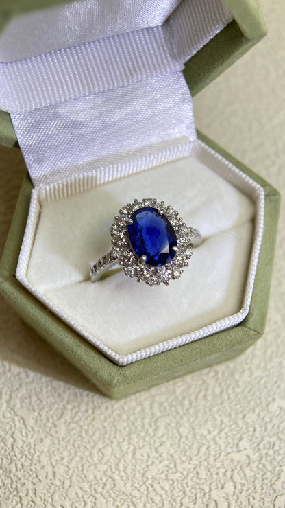 Pt950 Platinum&Sapphire and Diamond Ring | Sapphire 2.02ct | Diamond 0.69ct | Japanese Vintage Estate Jewelry-YPMO