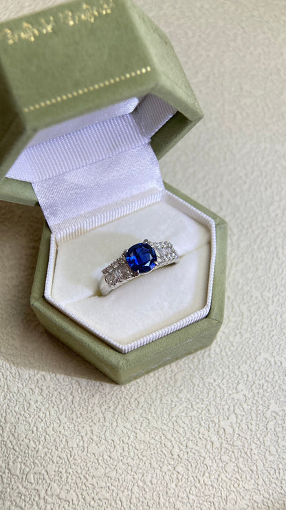 Pt900 Platinum&Sapphire and Diamond Ring | Sapphire 1.185ct | Diamond 0.51ct | Japanese Vintage Estate Jewelry-BCTS