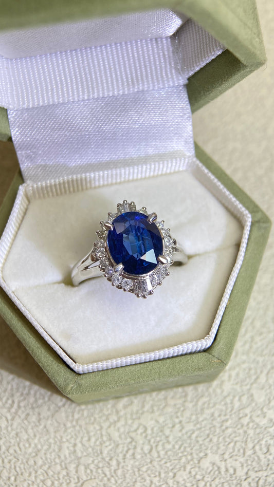 Pt900 Platinum&Sapphire and Diamond Ring | Sapphire 2.62ct | Diamond 0.30ct | Japanese Vintage Estate Jewelry-BOYN