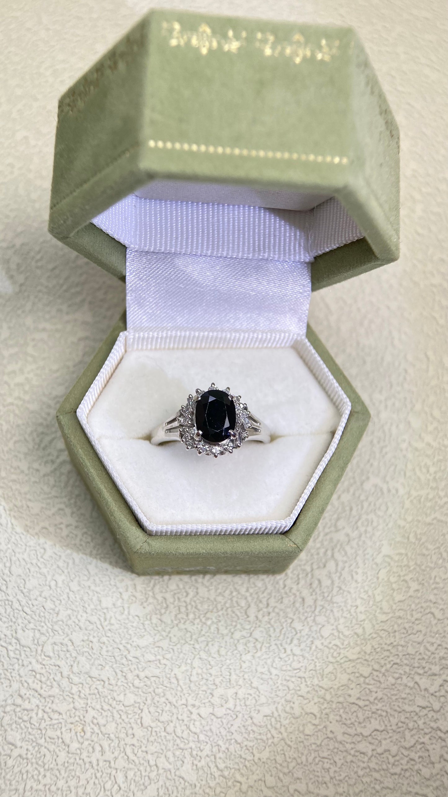 Pt900 Platinum&Sapphire and Diamond Ring | Sapphire 1.39ct | Diamond 0.33ct | No Heat-Thailand | Japanese Vintage Estate Jewelry-BPJJ