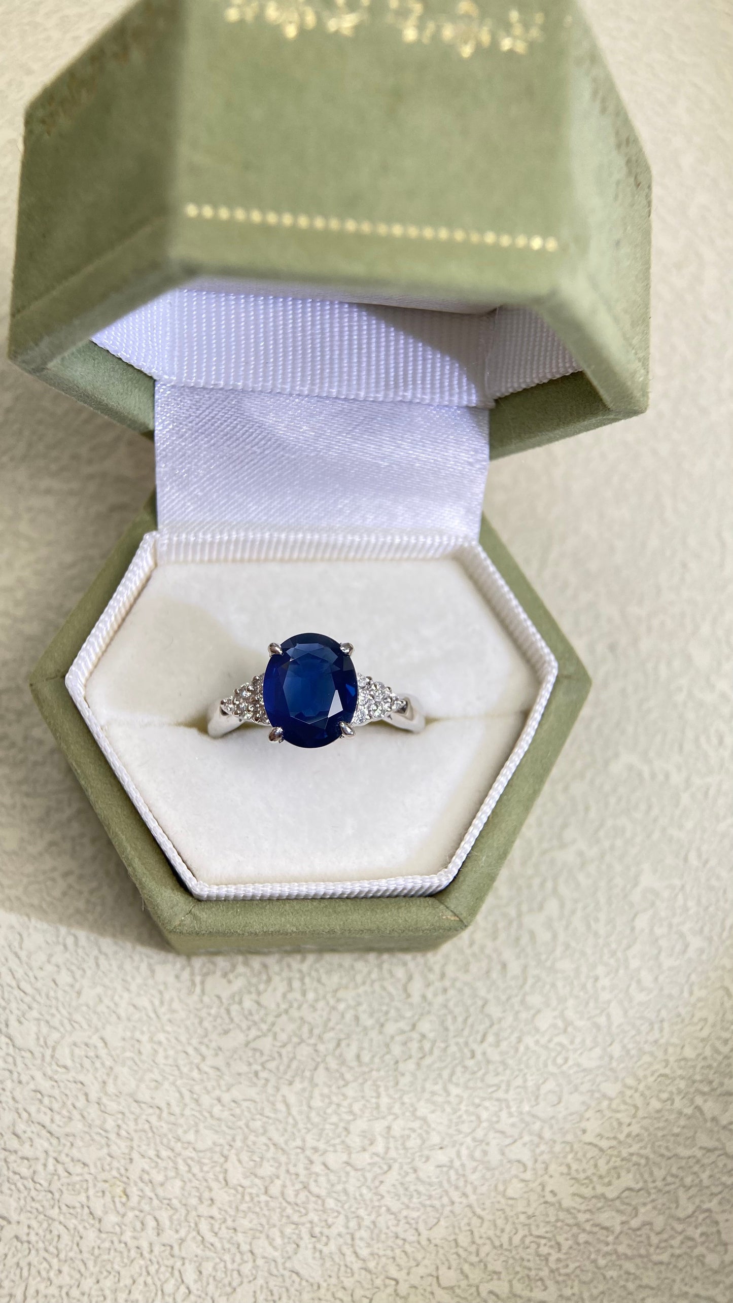 Pt900 Platinum&Sapphire and Diamond Ring | Sapphire 2.21ct | Diamond 0.14ct | Japanese Vintage Estate Jewelry-BLZX