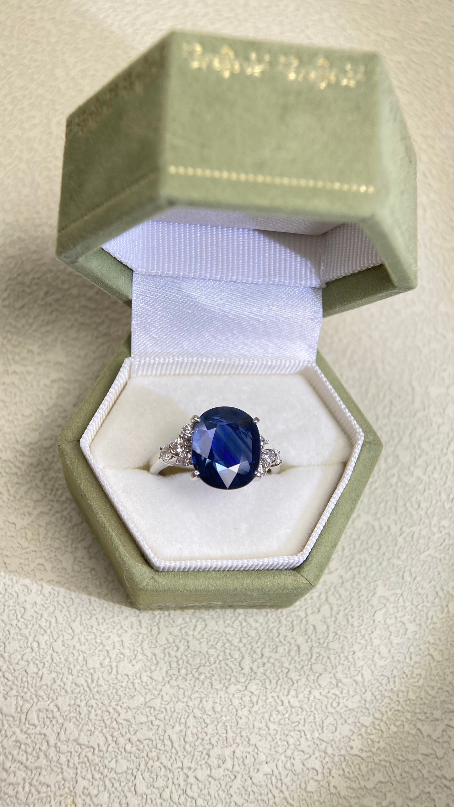 Pt Platinum&Sapphire and Diamond Ring | Sapphire 4.29ct | Diamond 0.33ct | No Heat | Japanese Vintage Estate Jewelry-BLPP