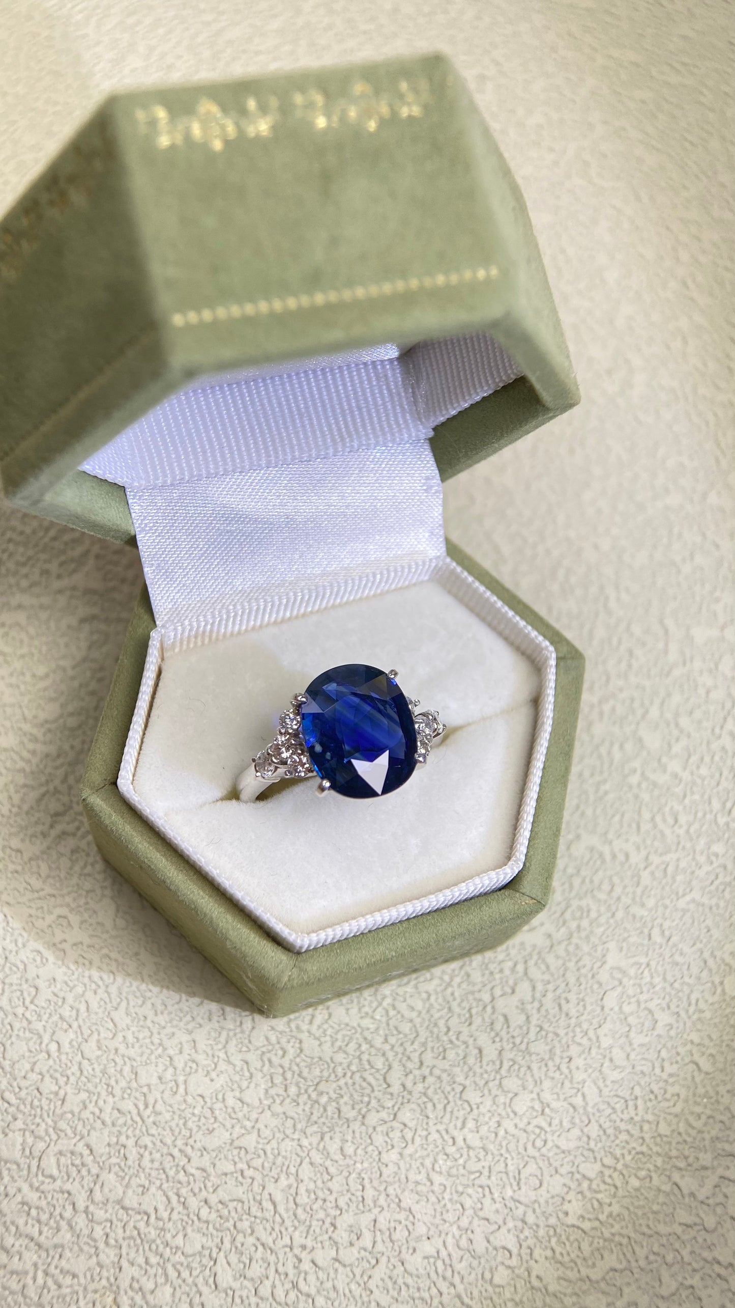 Pt Platinum&Sapphire and Diamond Ring | Sapphire 4.29ct | Diamond 0.33ct | No Heat | Japanese Vintage Estate Jewelry-BLPP