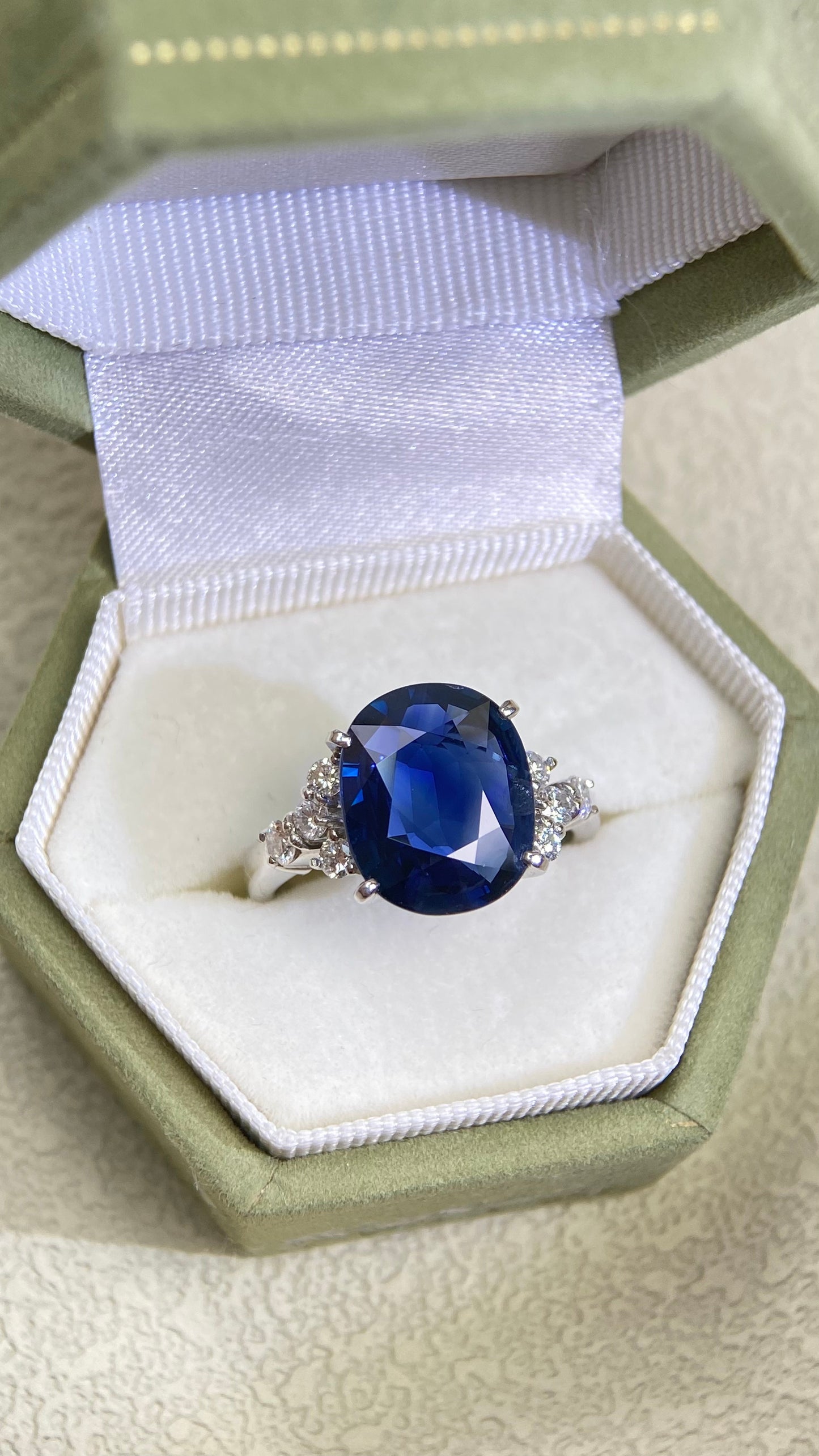Pt Platinum&Sapphire and Diamond Ring | Sapphire 4.29ct | Diamond 0.33ct | No Heat | Japanese Vintage Estate Jewelry-BLPP
