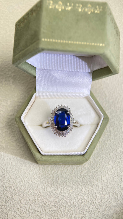Pt900 Platinum&Sapphire and Diamond Ring | Sapphire 2.83ct | Diamond 0.45ct | Japanese Vintage Estate Jewelry-BOYR