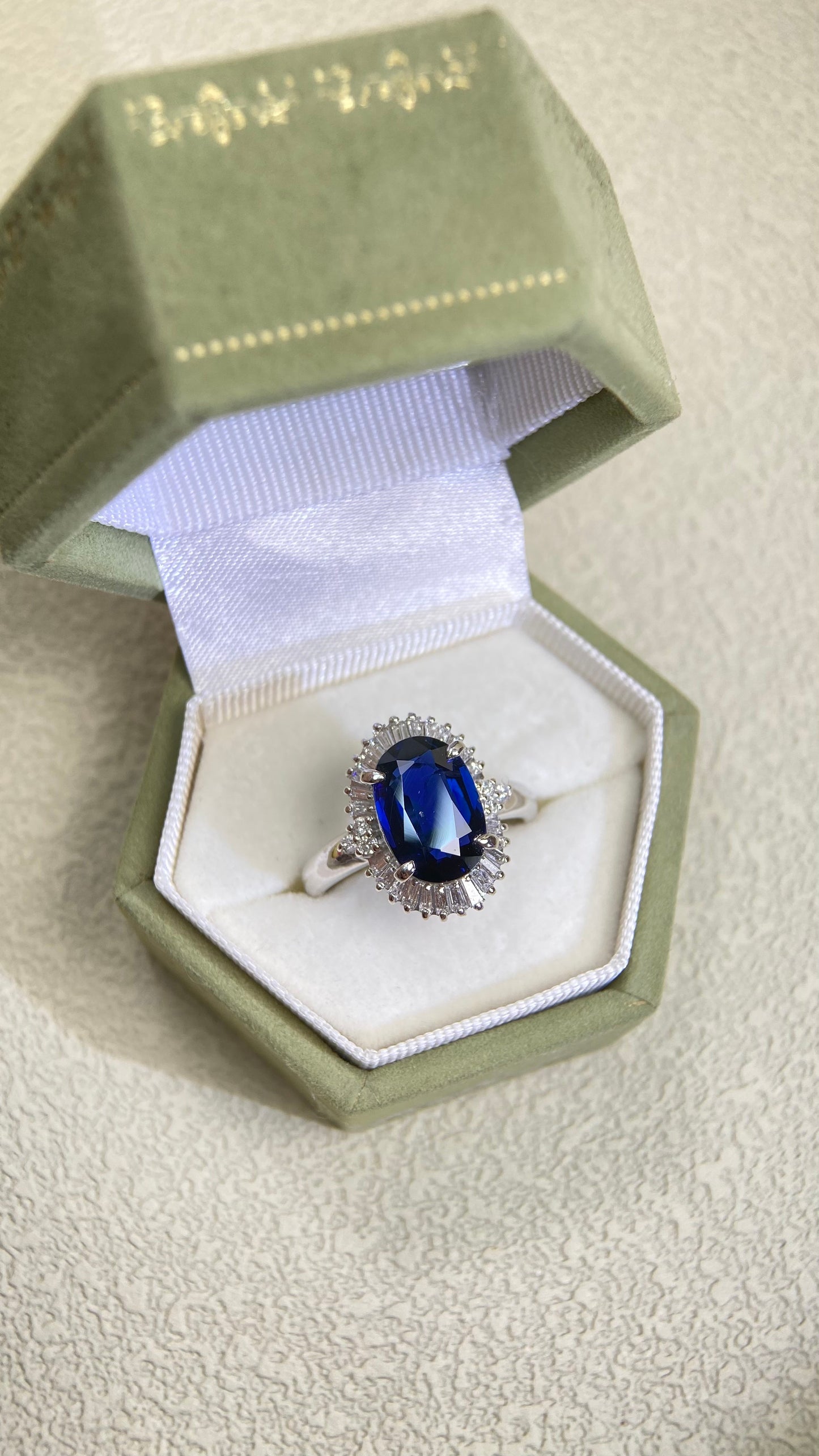 Pt900 Platinum&Sapphire and Diamond Ring | Sapphire 2.83ct | Diamond 0.45ct | Japanese Vintage Estate Jewelry-BOYR