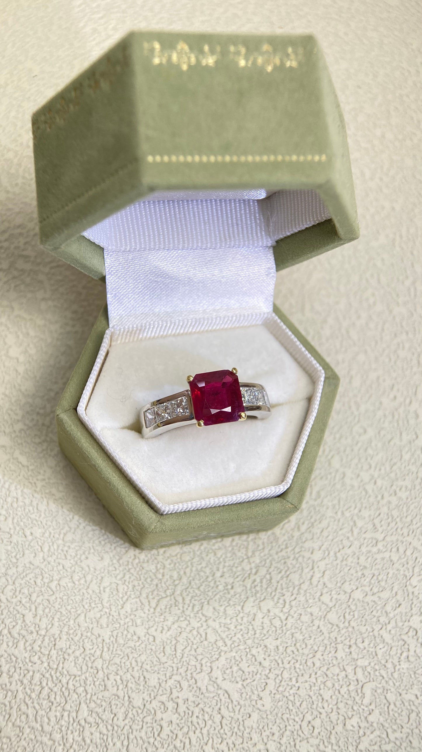 K18 Gold/PT900 Platinum&Ruby and Diamond Ring | Ruby 3.03ct | Diamond 1.02ct | Burma | Japanese Vintage Estate Jewelry-BQOC