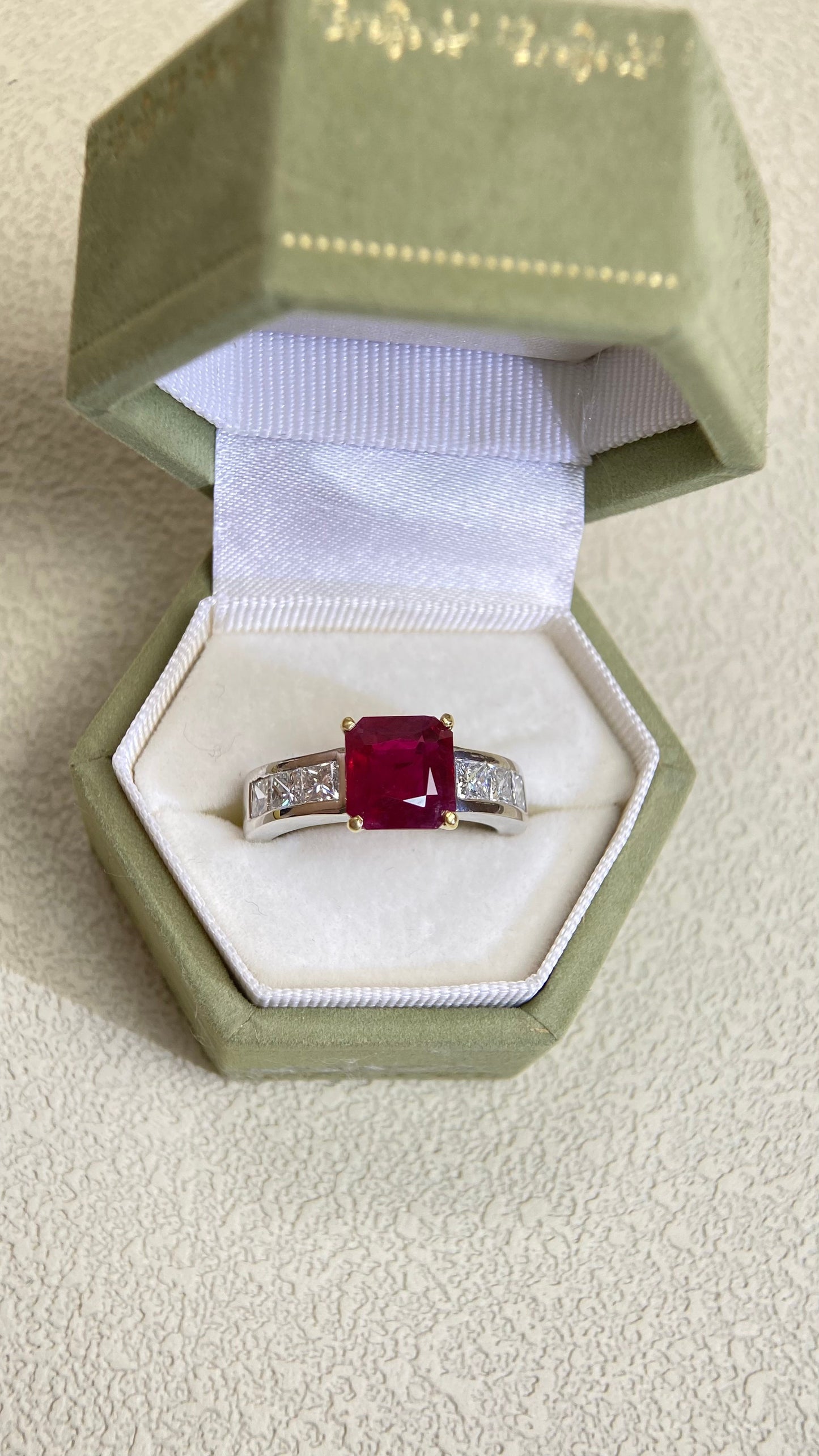 K18 Gold/PT900 Platinum&Ruby and Diamond Ring | Ruby 3.03ct | Diamond 1.02ct | Burma | Japanese Vintage Estate Jewelry-BQOC
