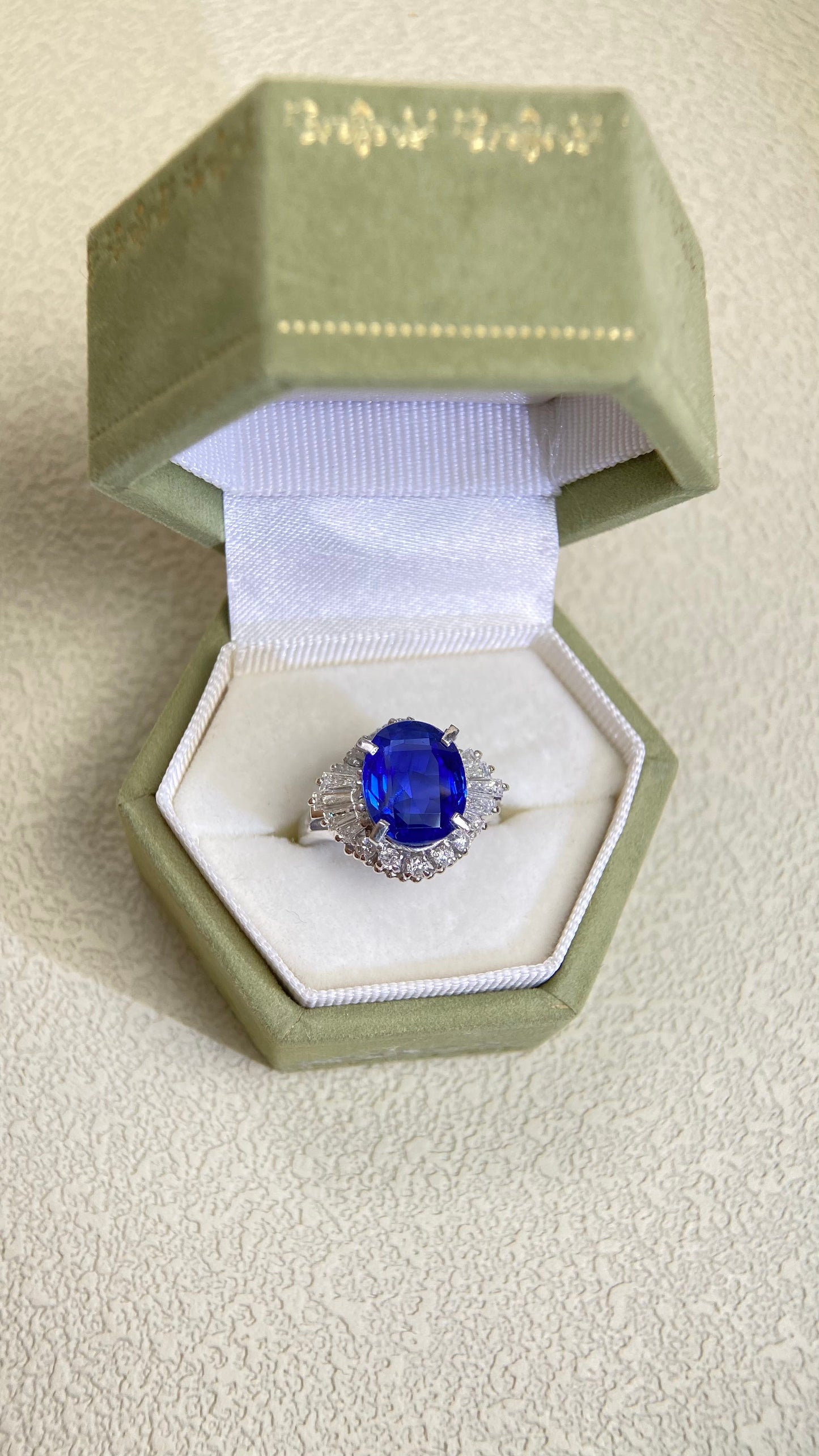 Pt900 Platinum&Sapphire and Diamond Ring | Sapphire 3.58ct | Diamond 0.77ct | No Heat-Sri Lanka | Japanese Vintage Estate Jewelry-BQQY