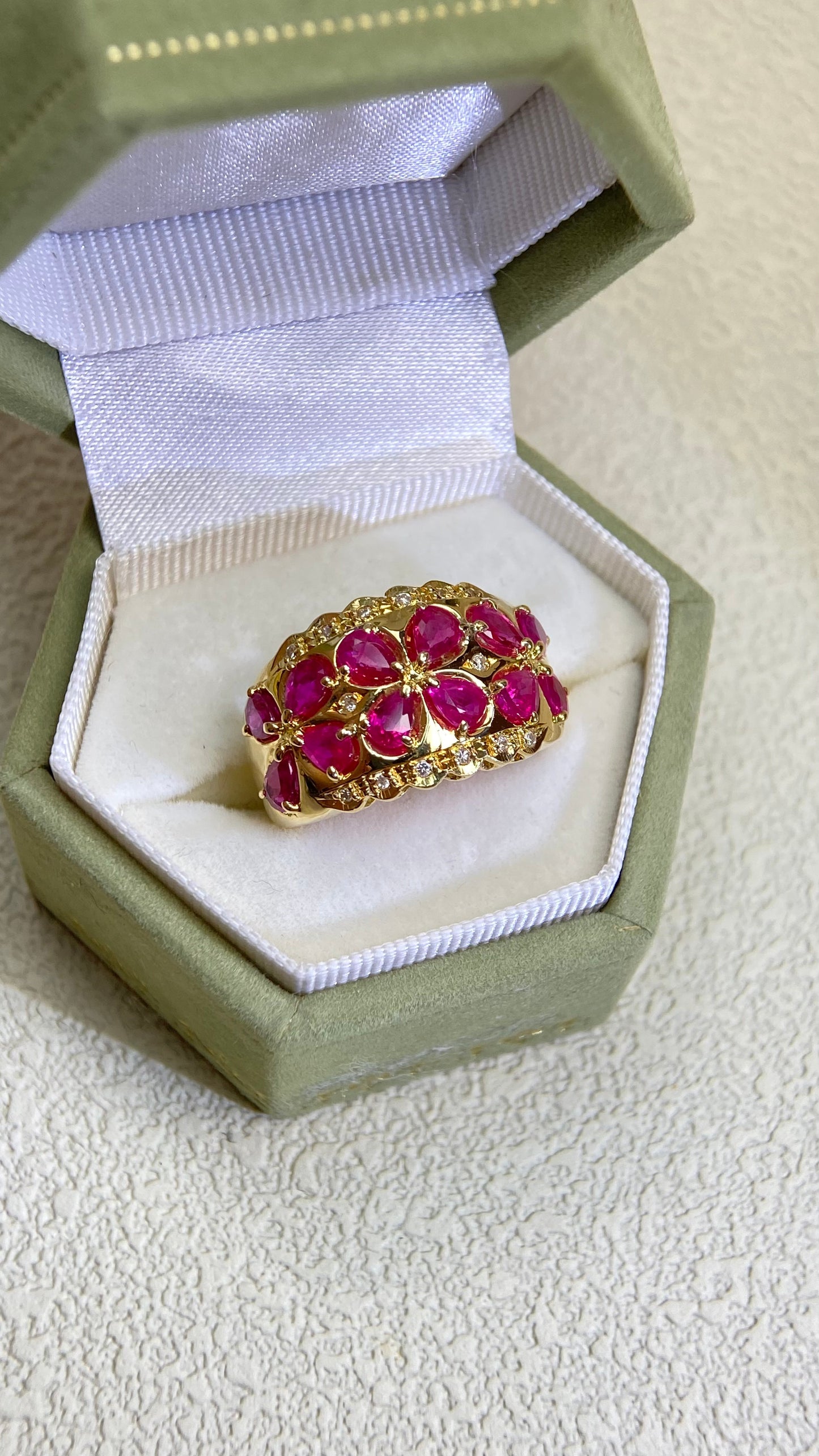 K18 Gold&Ruby and Diamond Ring | Ruby 2.27ct | Diamond 0.08ct | Japanese Vintage Estate Jewelry-BQXU