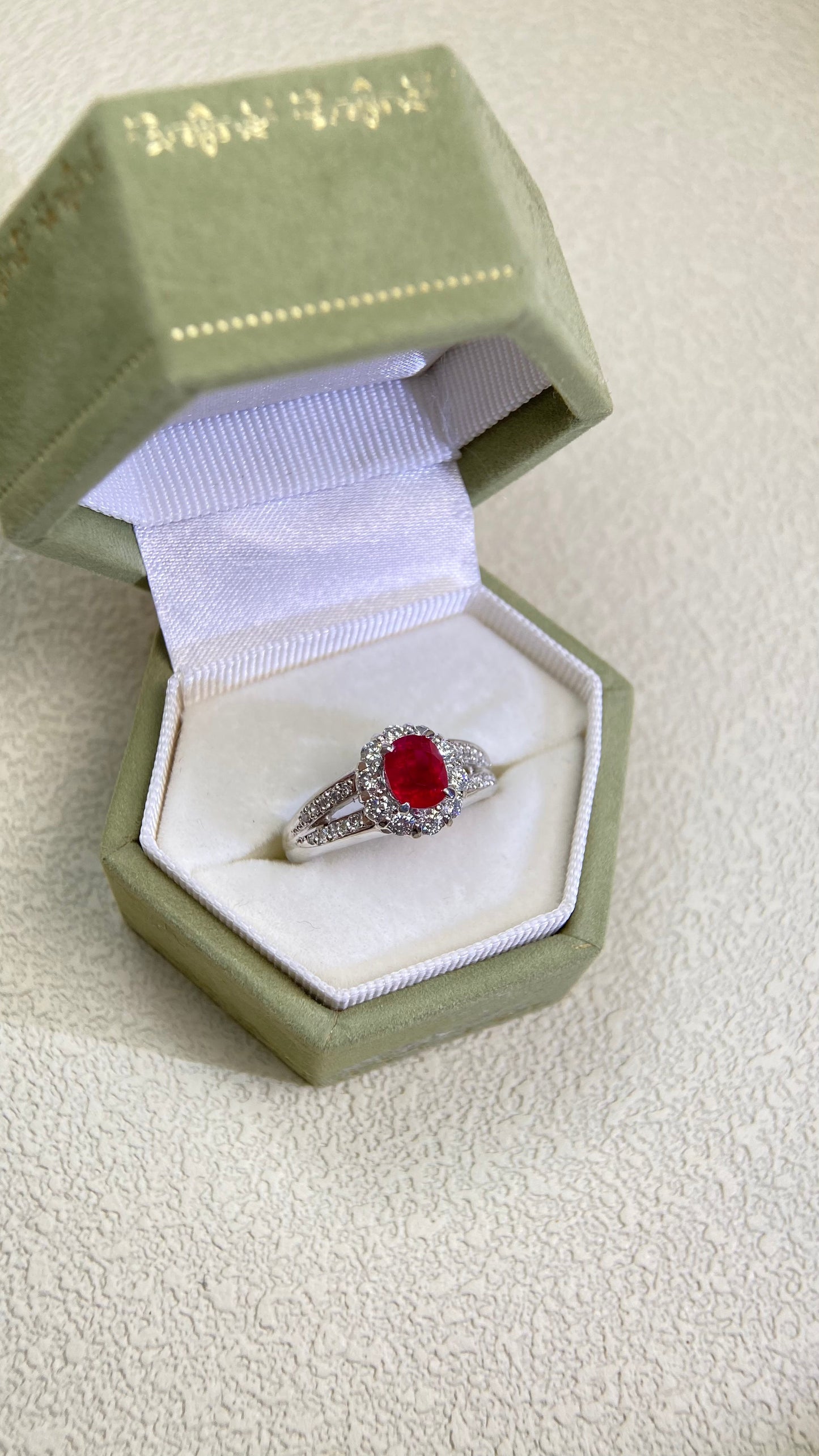 Pt900 Platinum&Ruby and Diamond Ring | Ruby 1.13ct | Diamond 0.48ct | Burma-Pigeon's blood | Japanese Vintage Estate Jewelry-BPEN
