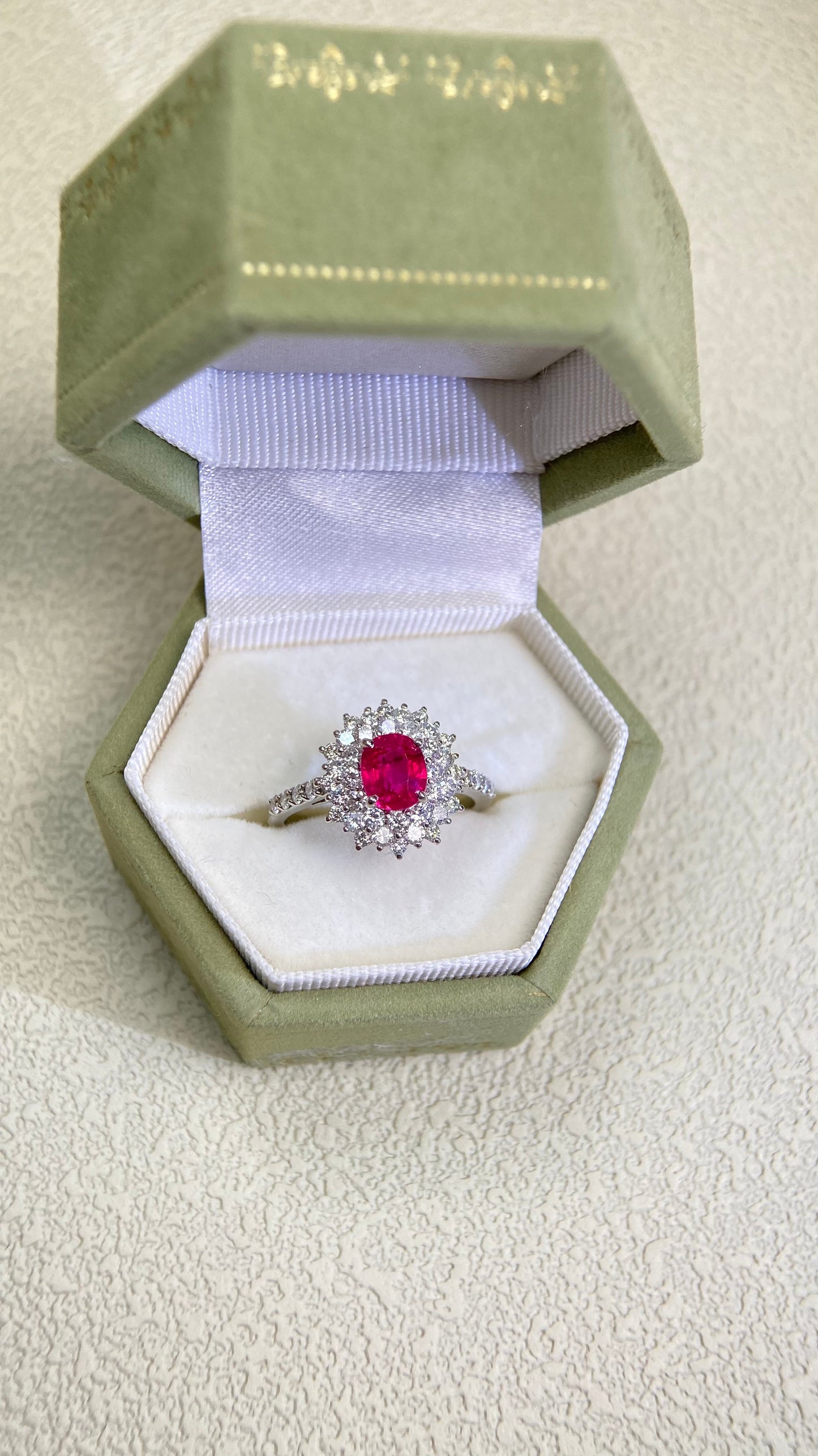 Pt950 Platinum&Ruby and Diamond Ring | Ruby 1.17ct | Diamond 0.78ct  | Burma-Pigeon's blood | Japanese Vintage Estate Jewelry-BPFS