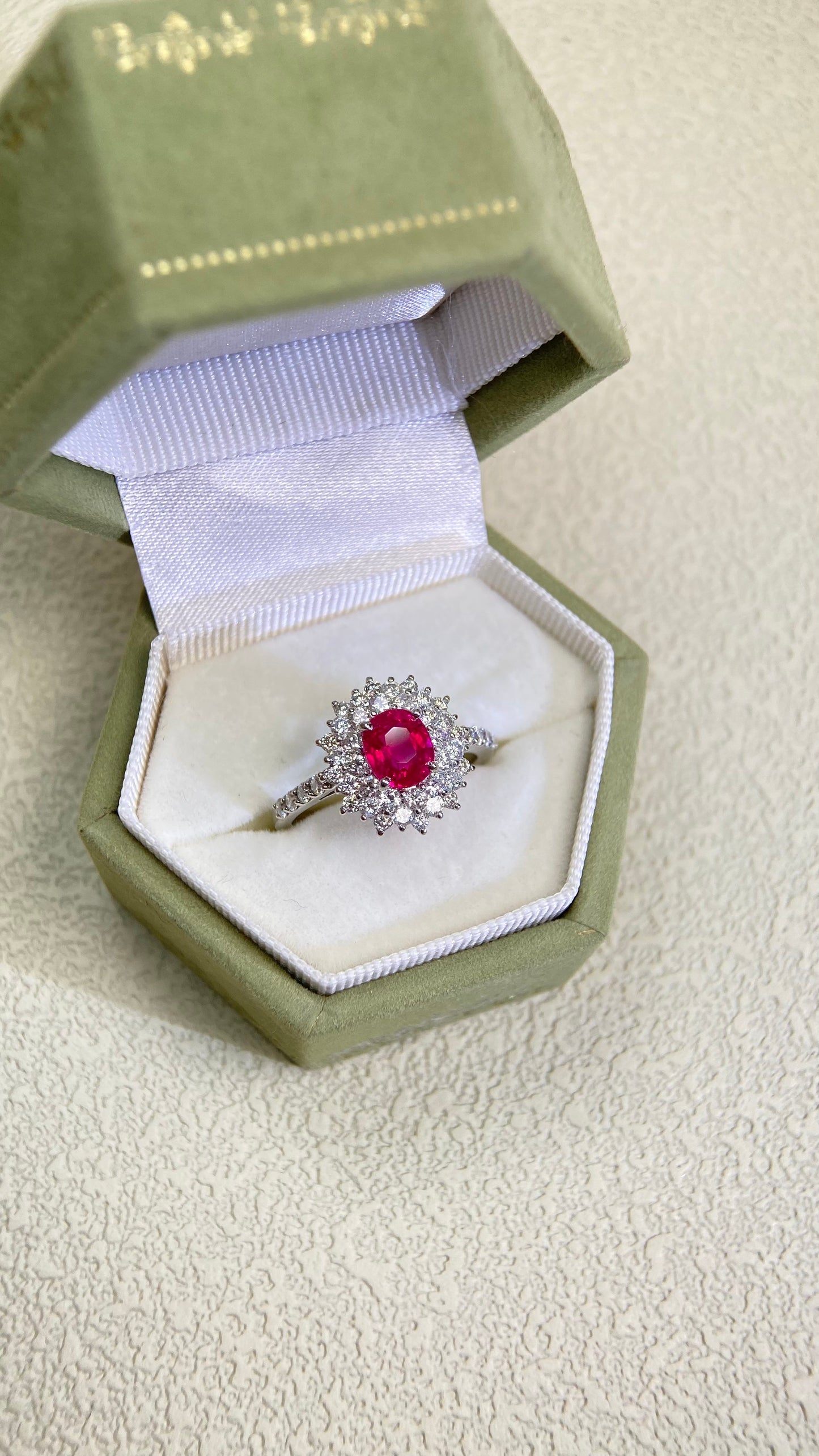 Pt950 Platinum&Ruby and Diamond Ring | Ruby 1.17ct | Diamond 0.78ct  | Burma-Pigeon's blood | Japanese Vintage Estate Jewelry-BPFS