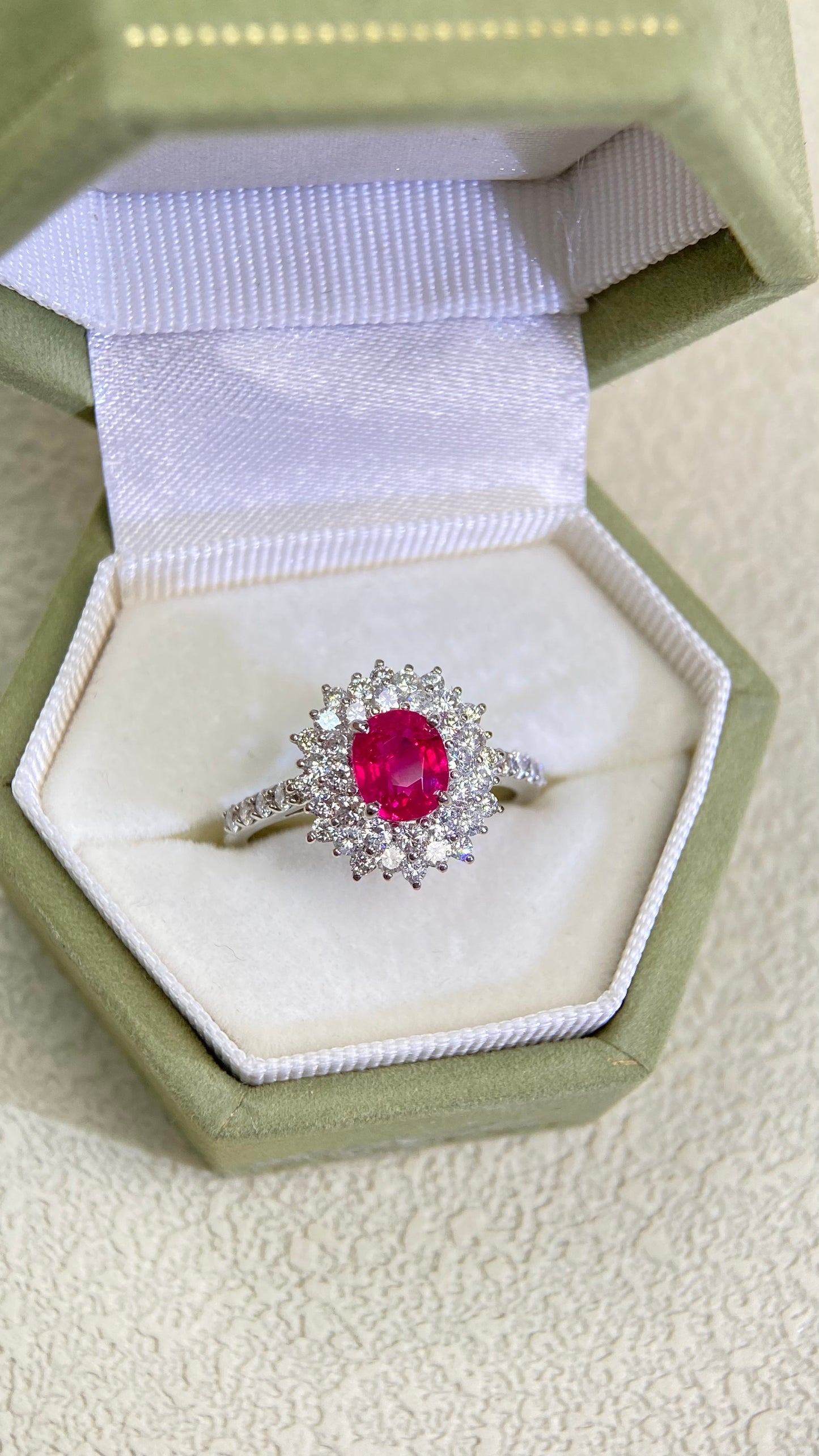 Pt950 Platinum&Ruby and Diamond Ring | Ruby 1.17ct | Diamond 0.78ct  | Burma-Pigeon's blood | Japanese Vintage Estate Jewelry-BPFS