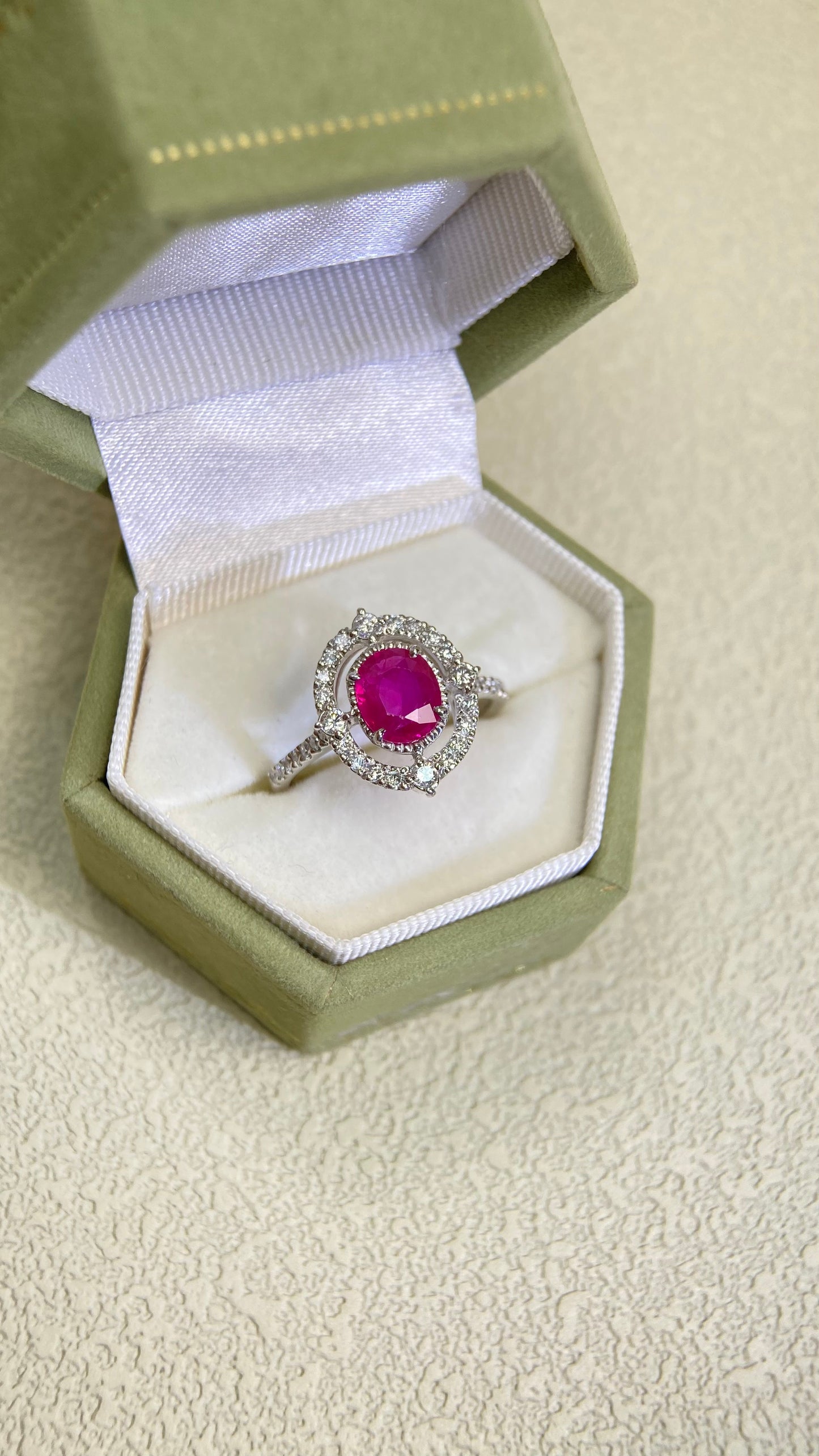 Pt900 Platinum&Ruby and Diamond Ring | Ruby 1.074ct | Diamond 0.34ct | Myanmar | Japanese Vintage Estate Jewelry-BPKL