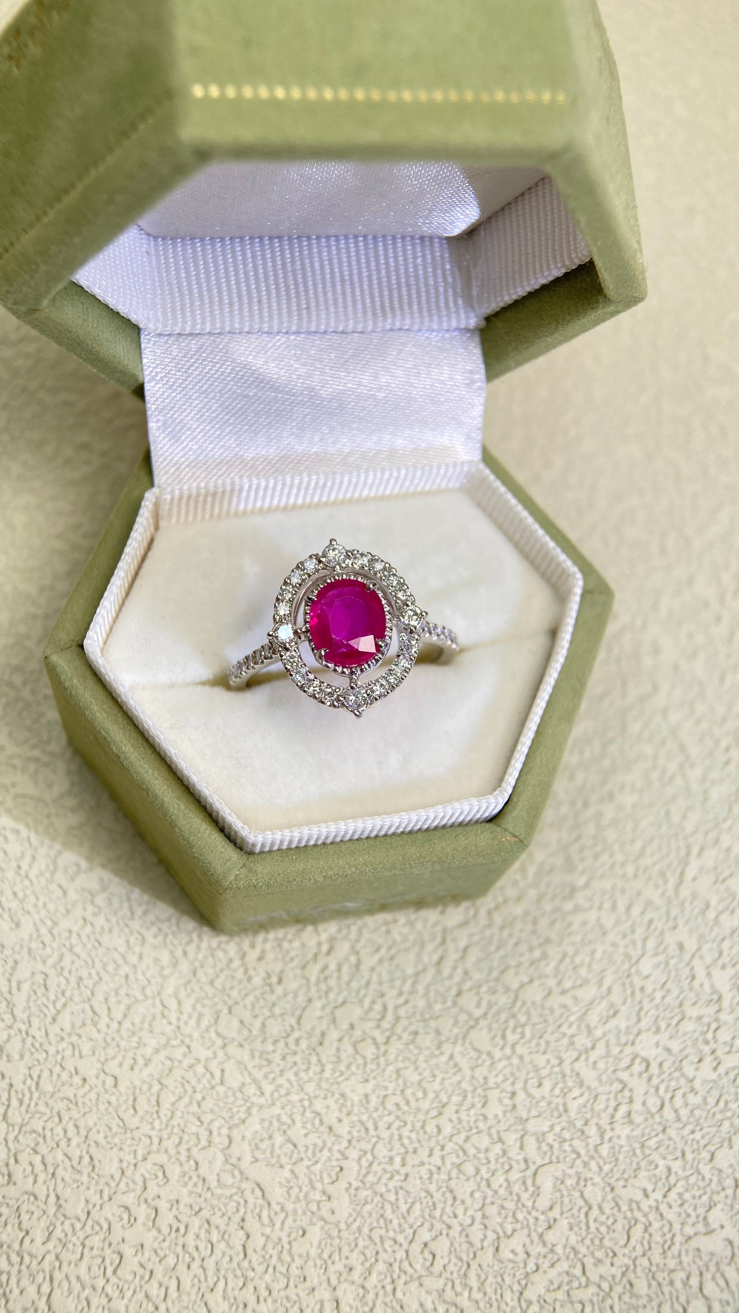 Pt900 Platinum&Ruby and Diamond Ring | Ruby 1.074ct | Diamond 0.34ct | Myanmar | Japanese Vintage Estate Jewelry-BPKL