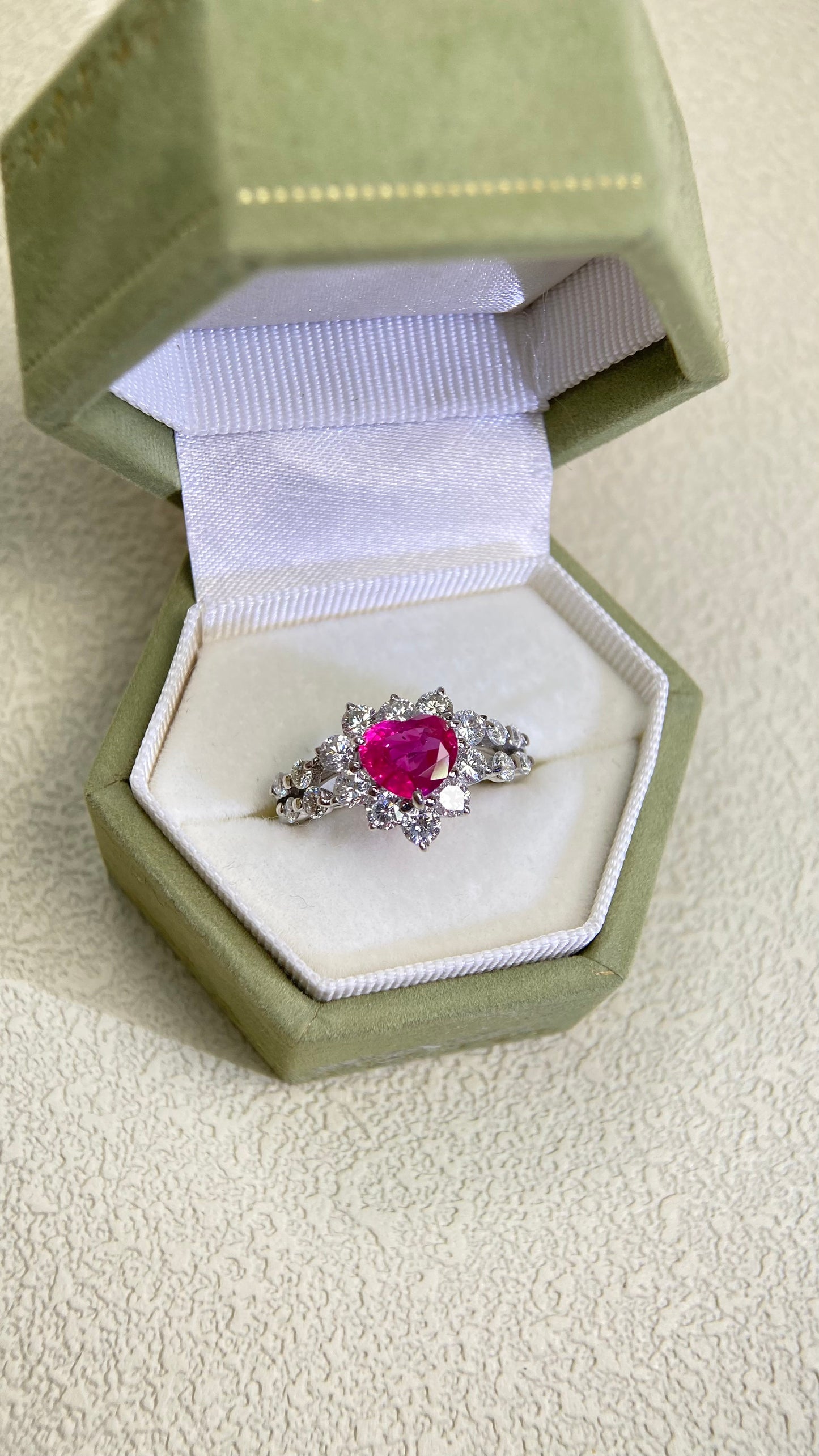 Pt950 Platinum&Ruby and Diamond Ring | Ruby 1.35ct | Diamond 1.21ct | No Heat-Burma | Japanese Vintage Estate Jewelry-AHTH