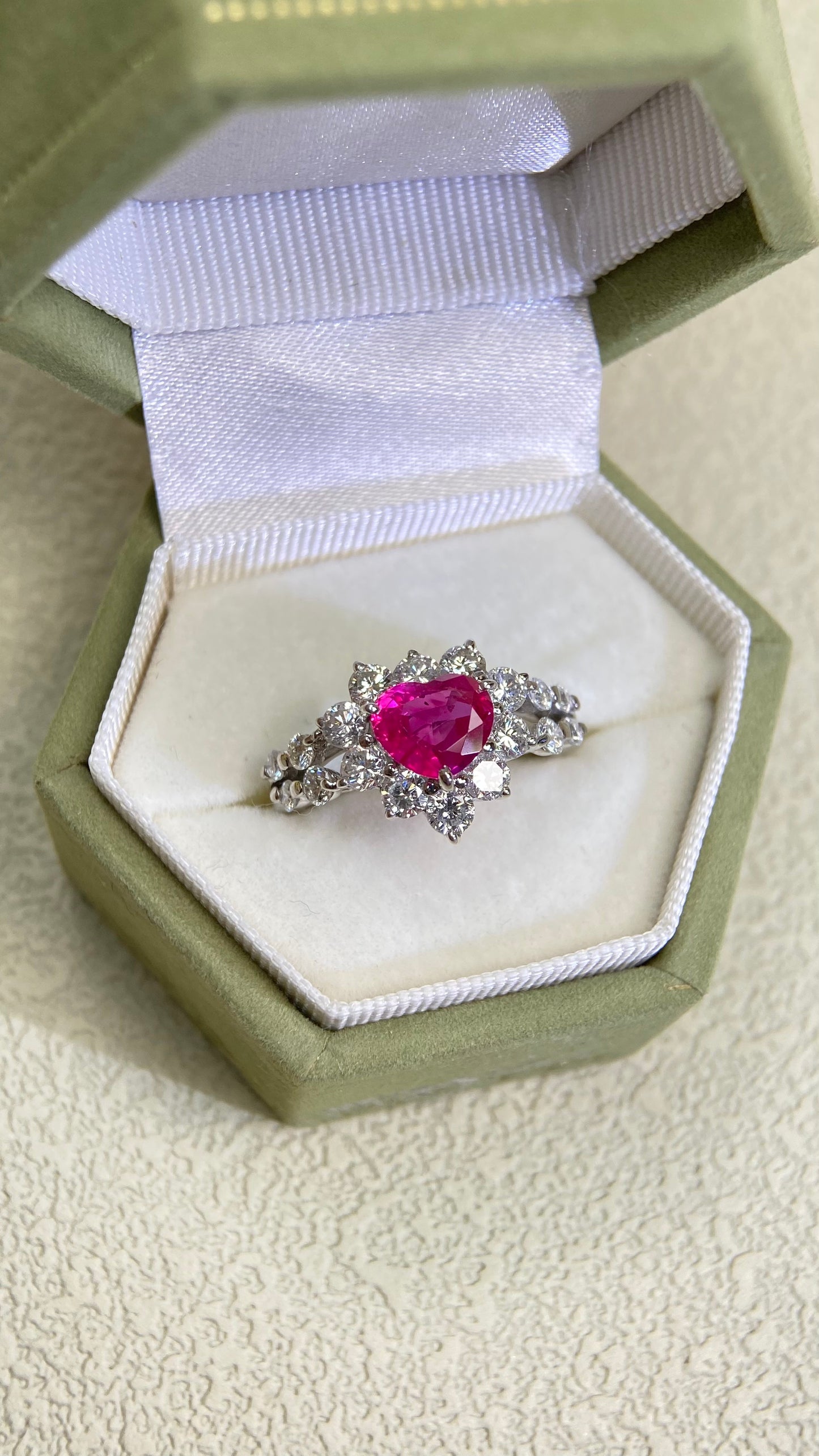 Pt950 Platinum&Ruby and Diamond Ring | Ruby 1.35ct | Diamond 1.21ct | No Heat-Burma | Japanese Vintage Estate Jewelry-AHTH