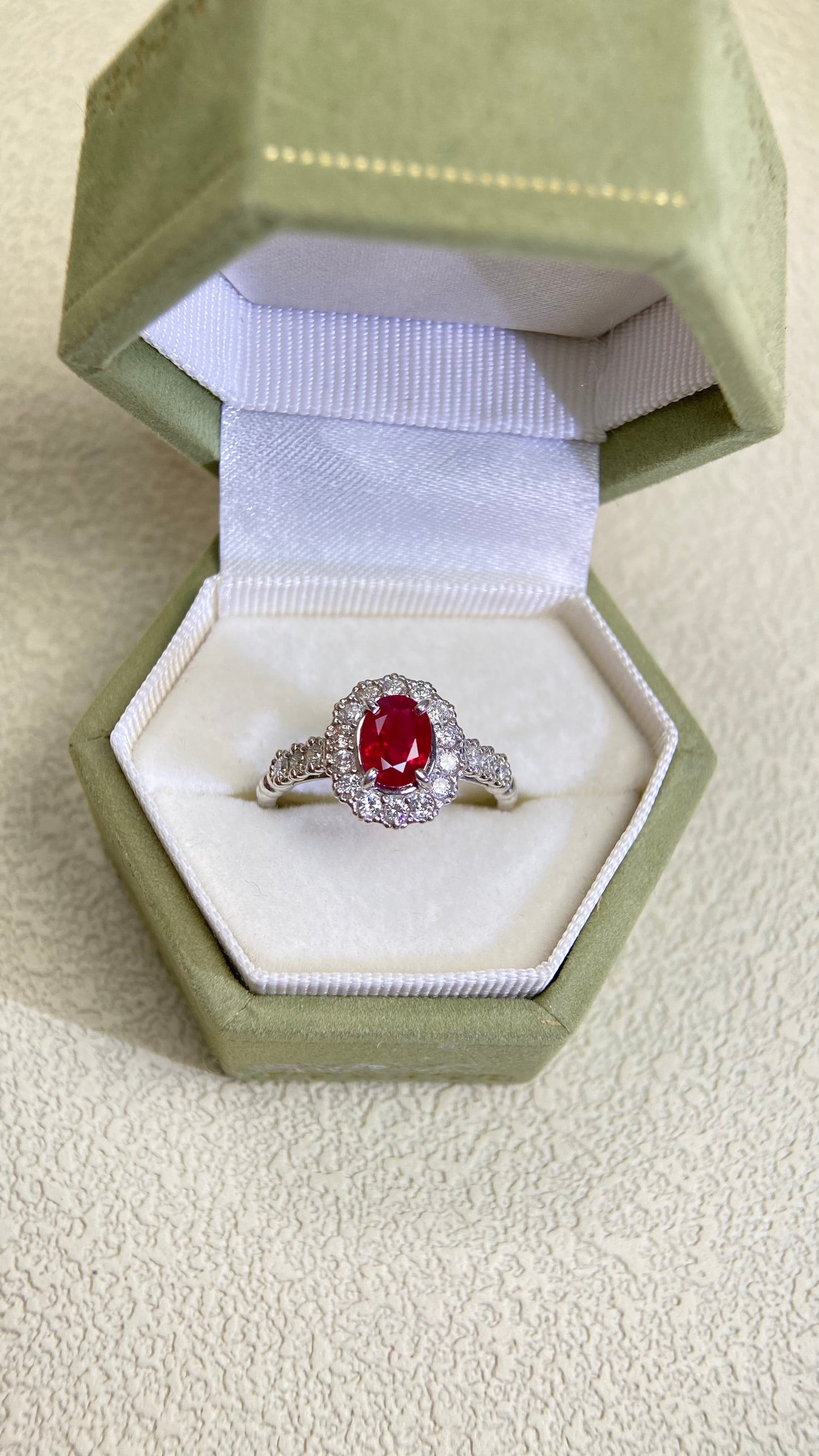 Pt900 Platinum&Ruby and Diamond Ring | Ruby 1.19ct | Diamond 0.41ct | Burma-Pigeon's blood | Japanese Vintage Estate Jewelry-BBLQ