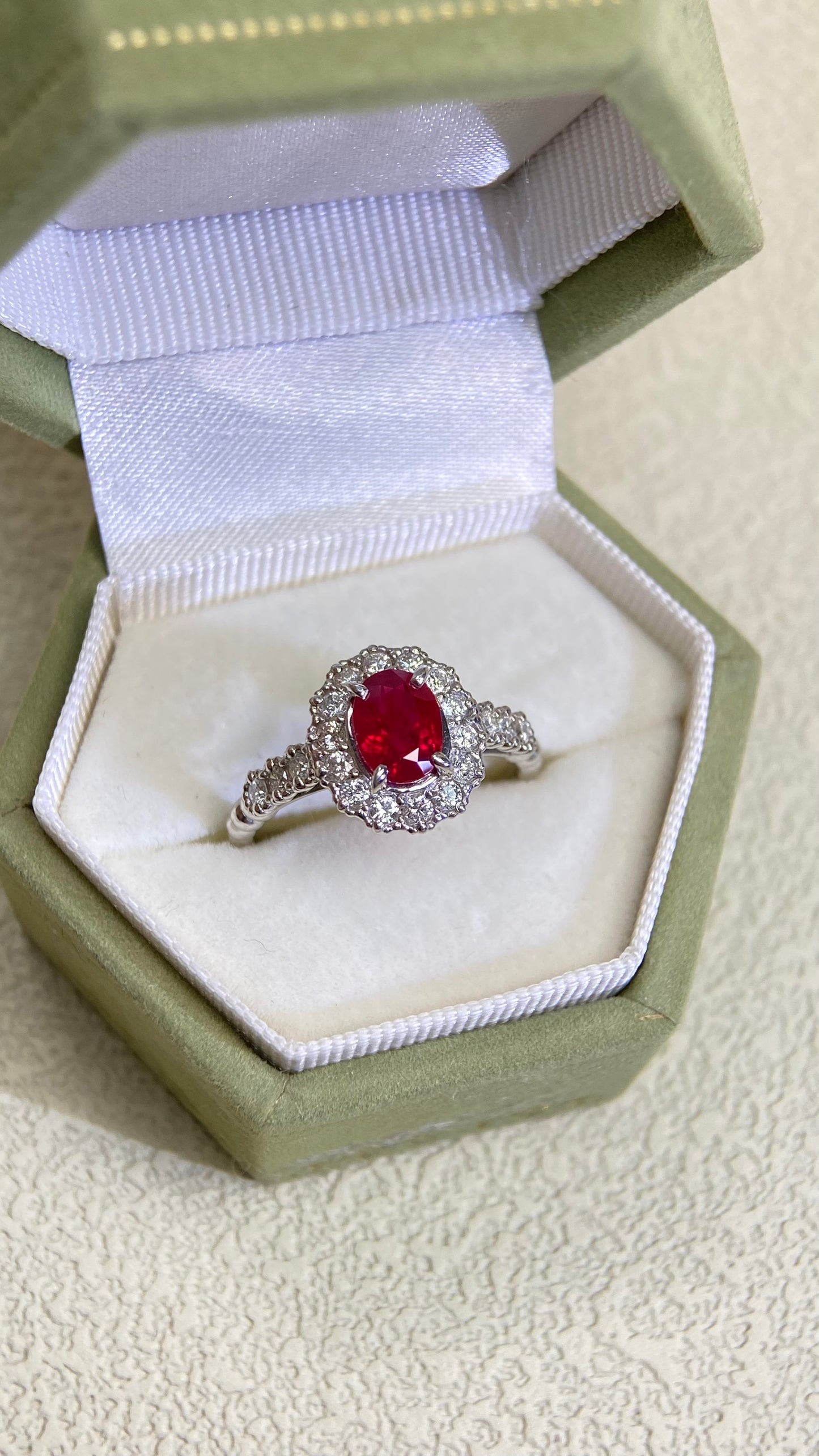 Pt900 Platinum&Ruby and Diamond Ring | Ruby 1.19ct | Diamond 0.41ct | Burma-Pigeon's blood | Japanese Vintage Estate Jewelry-BBLQ