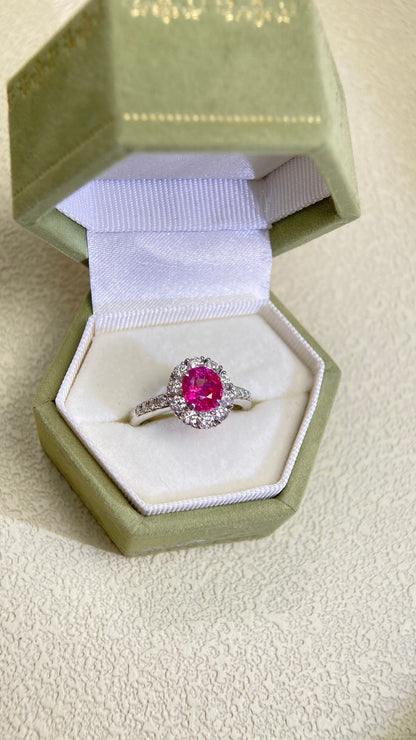 Pt950 Platinum&Ruby and Diamond Ring | Ruby 1.54ct | Diamond 0.67ct | No Heat-Burma | Japanese Vintage Estate Jewelry-BODV